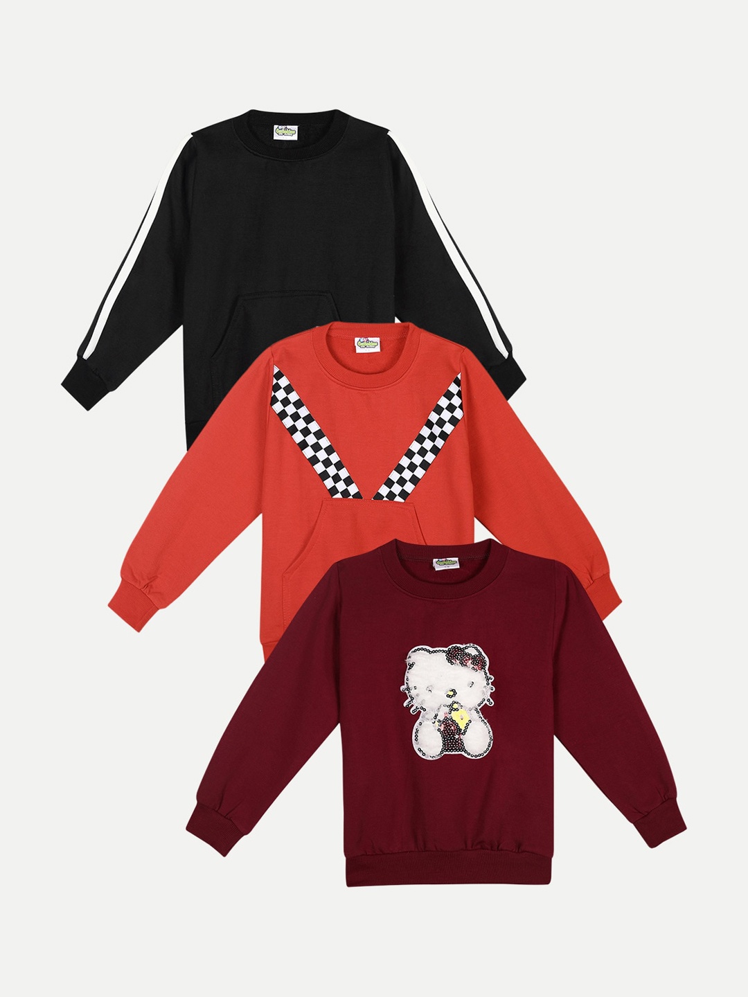 

Cutiekins Unisex Kids Pack of 3 Printed Sweatshirt, Black