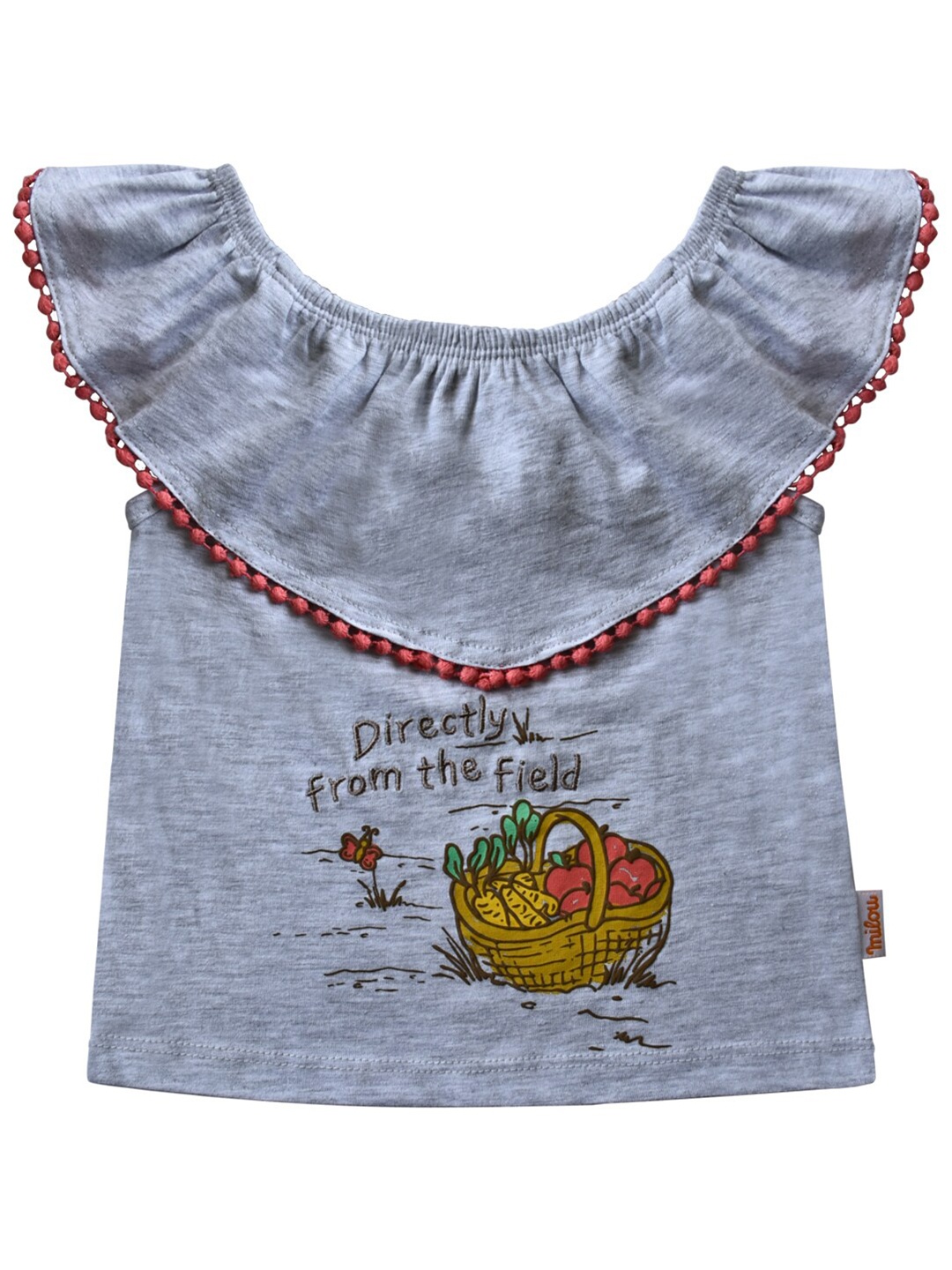 

milou Girls Grey & Yellow Printed Regular Top