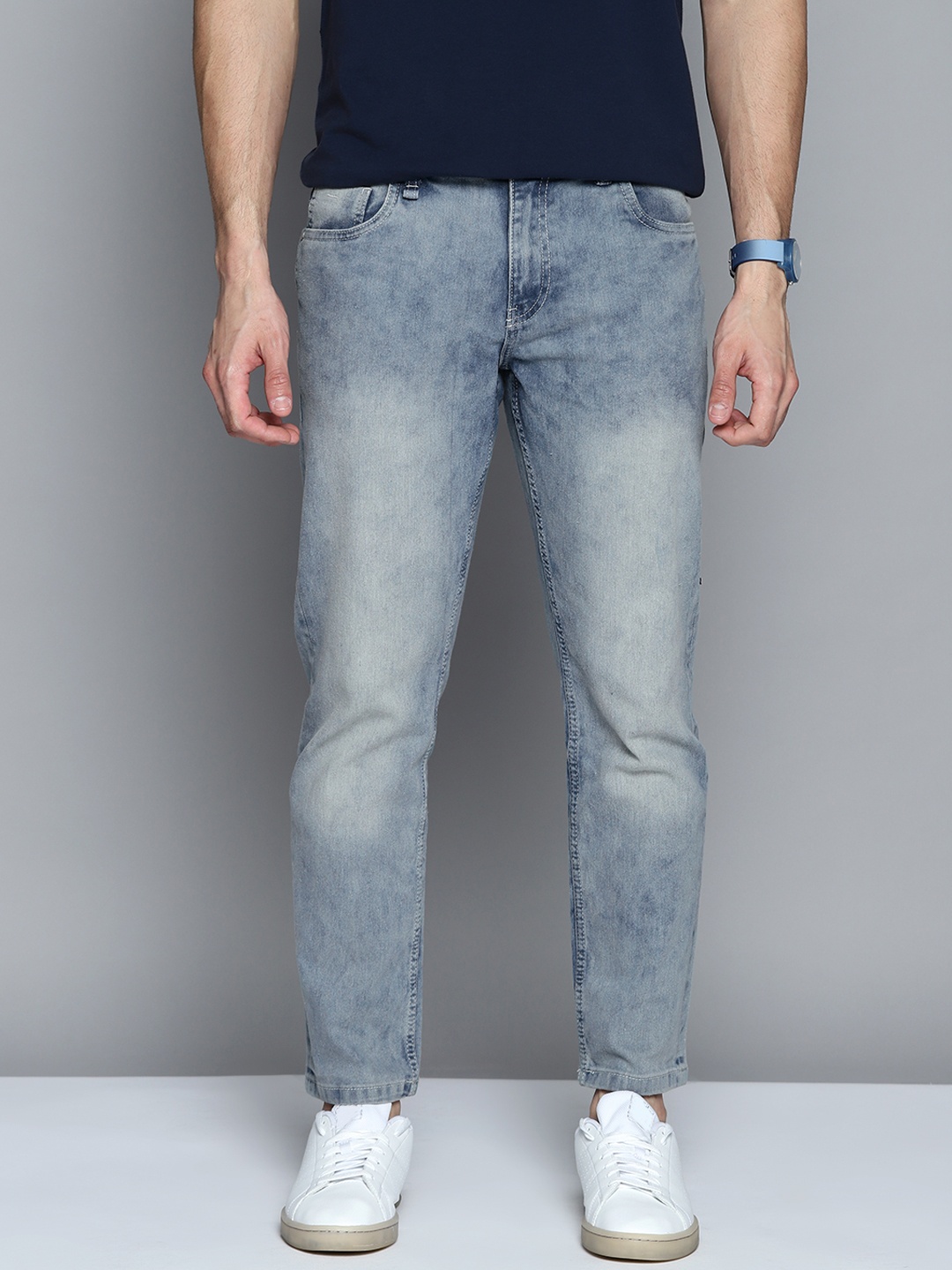 

Mast & Harbour Men Blue Slim Fit Heavy Fade Acid Wash Stretchable Jeans