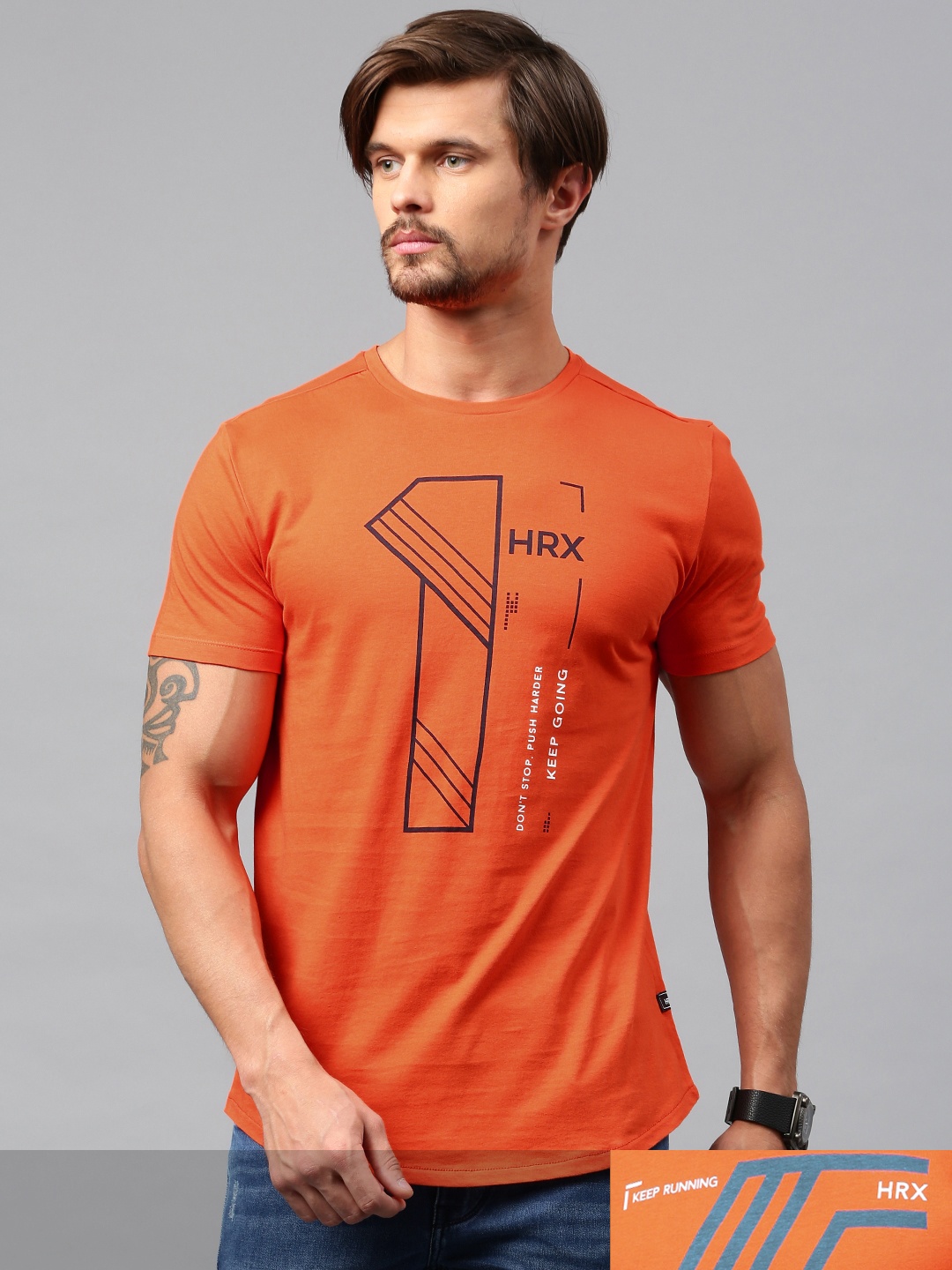 

HRX by Hrithik Roshan Men Pack Of 2 Orange Printed Round Neck T-shirt