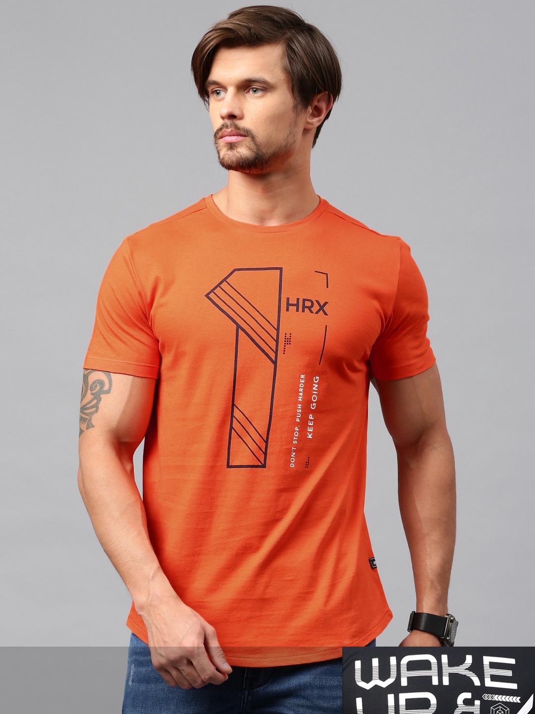 

HRX by Hrithik Roshan Men Pack Of 2 Printed Round Neck Pure Cotton T-shirt, Black