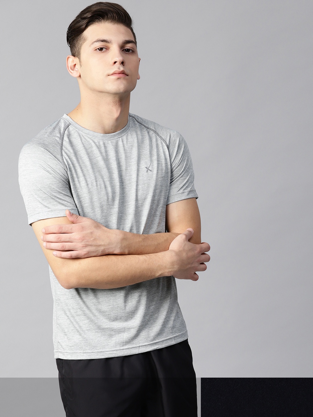 

HRX by Hrithik Roshan Men Pack of 2 Round Neck T-shirt, Grey