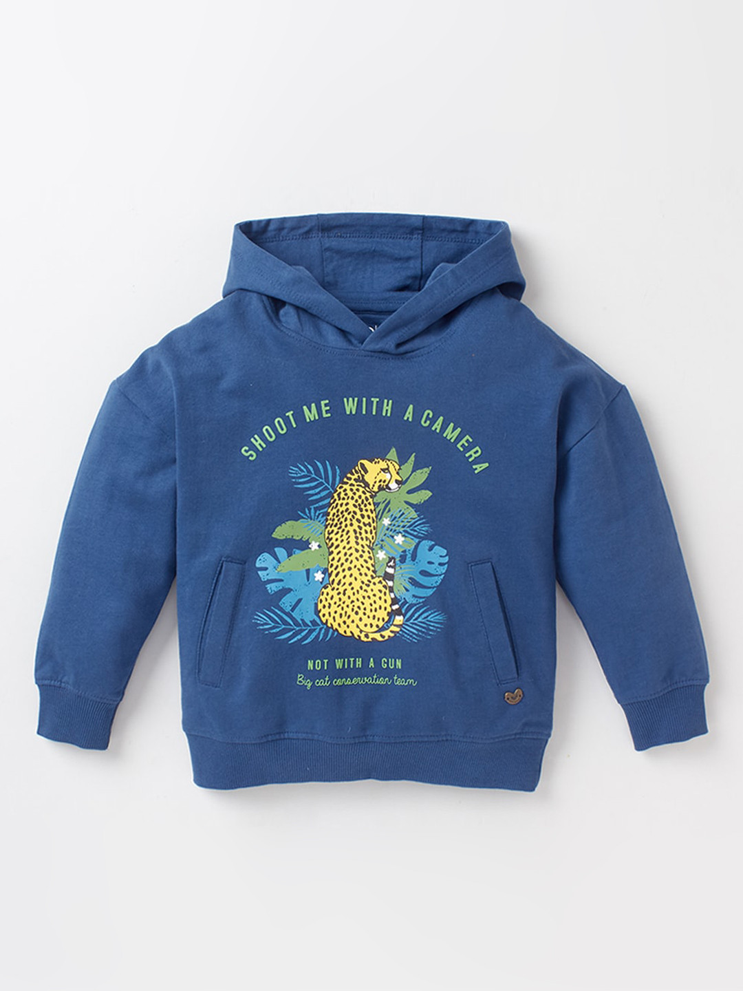 

Ed-a-Mamma Boys Navy Blue Printed Hooded Cotton Sweatshirt