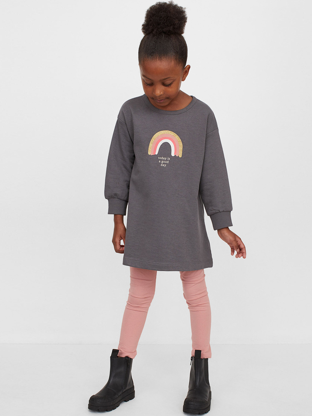 

H&M Girls Grey & Pink 2-Piece Printed Set