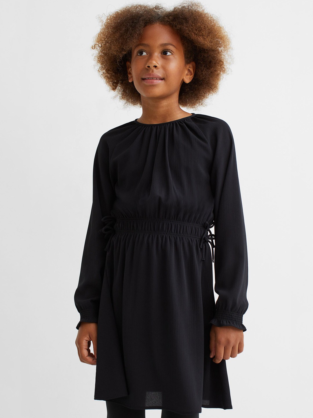 

H&M Girls Black Smocking-Detail Dress