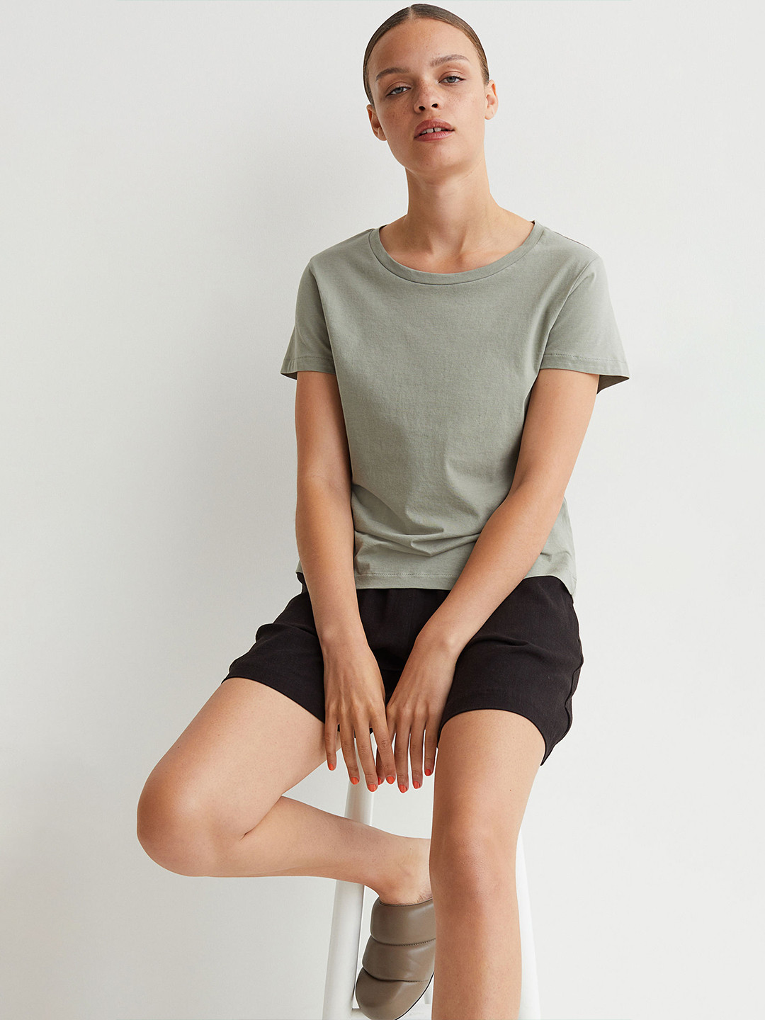 

HM Woman Green Cotton Pure Cotton T-shirt