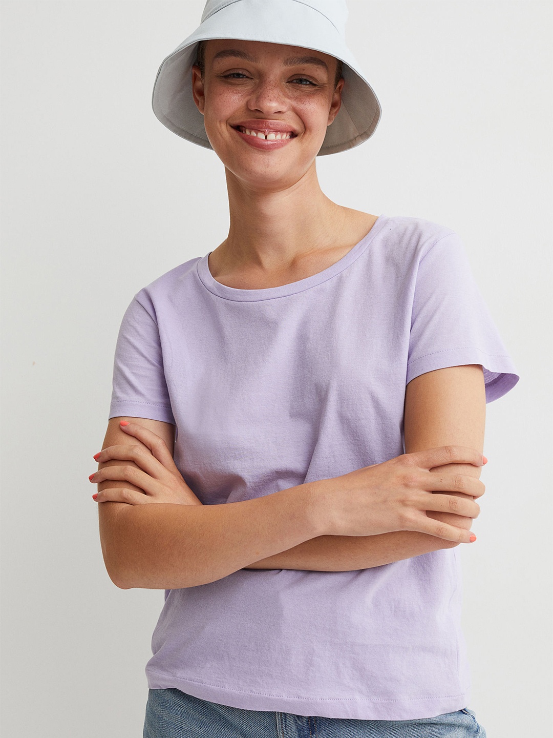 

HM Woman Purple Cotton Pure Cotton T-shirt