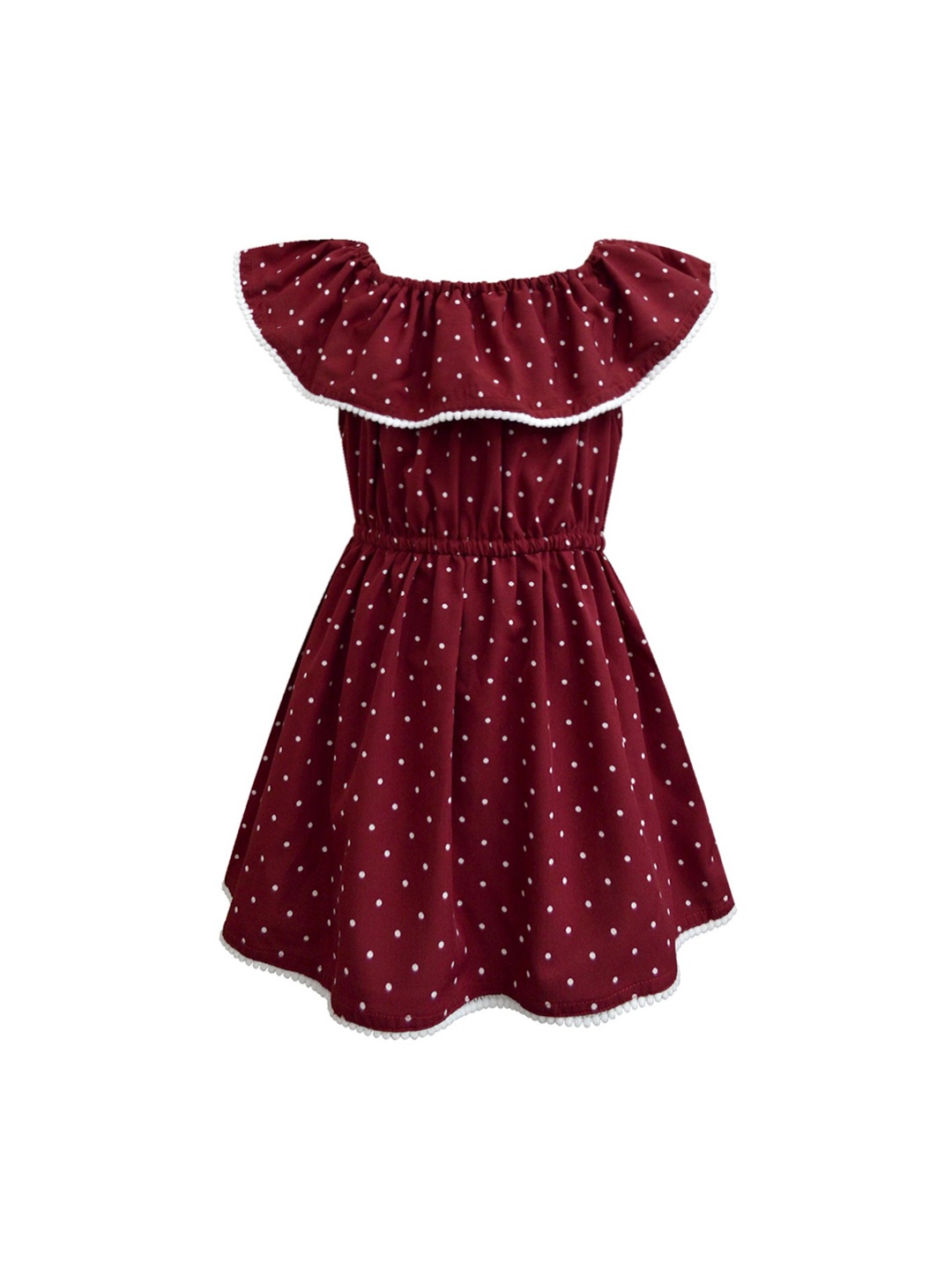 

A T U N Girls Maroon Polka Dots Casual Dress