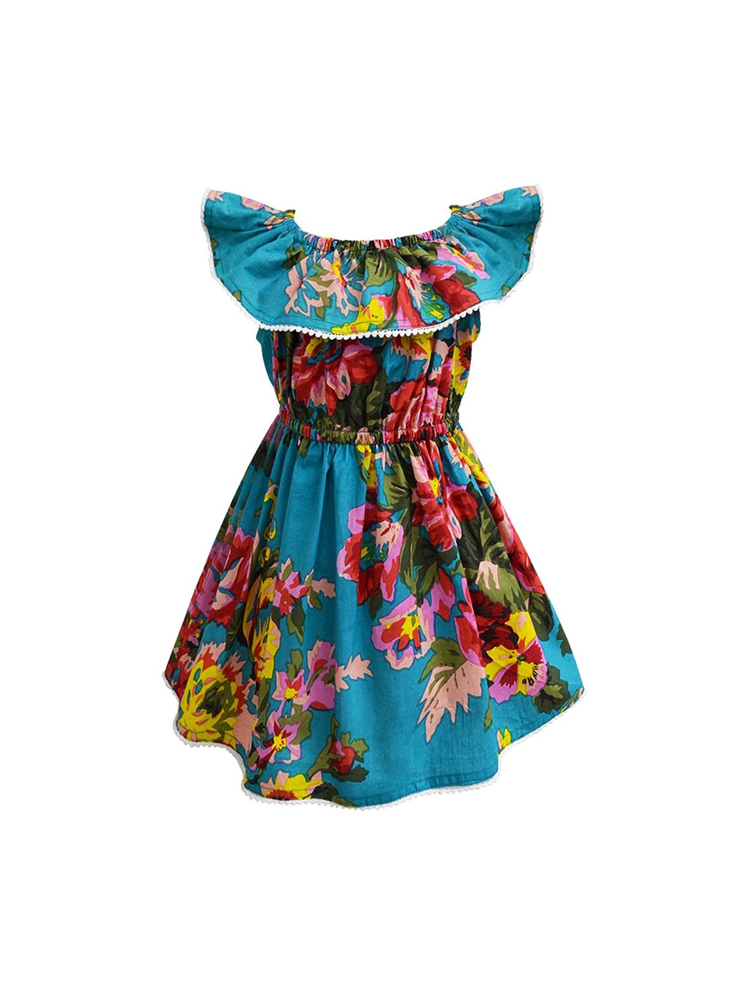 

A T U N Turquoise Blue Floral Dress