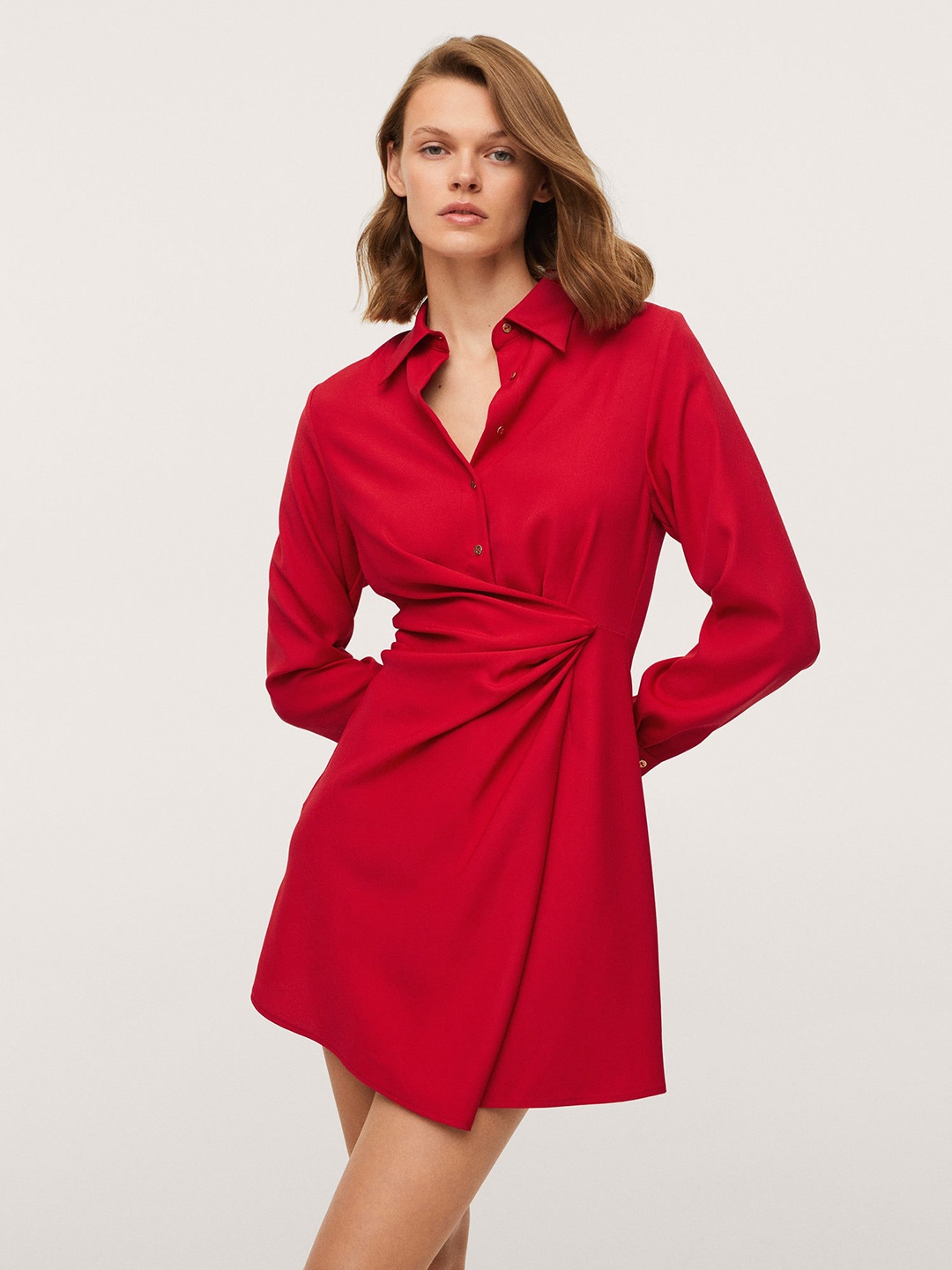 

MANGO Women Red Wrap Dress