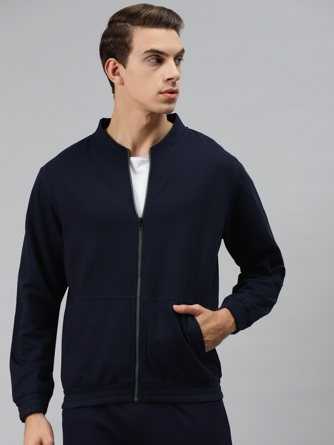 

Hubberholme Men Navy Blue Printed Hooded Sweatshirt