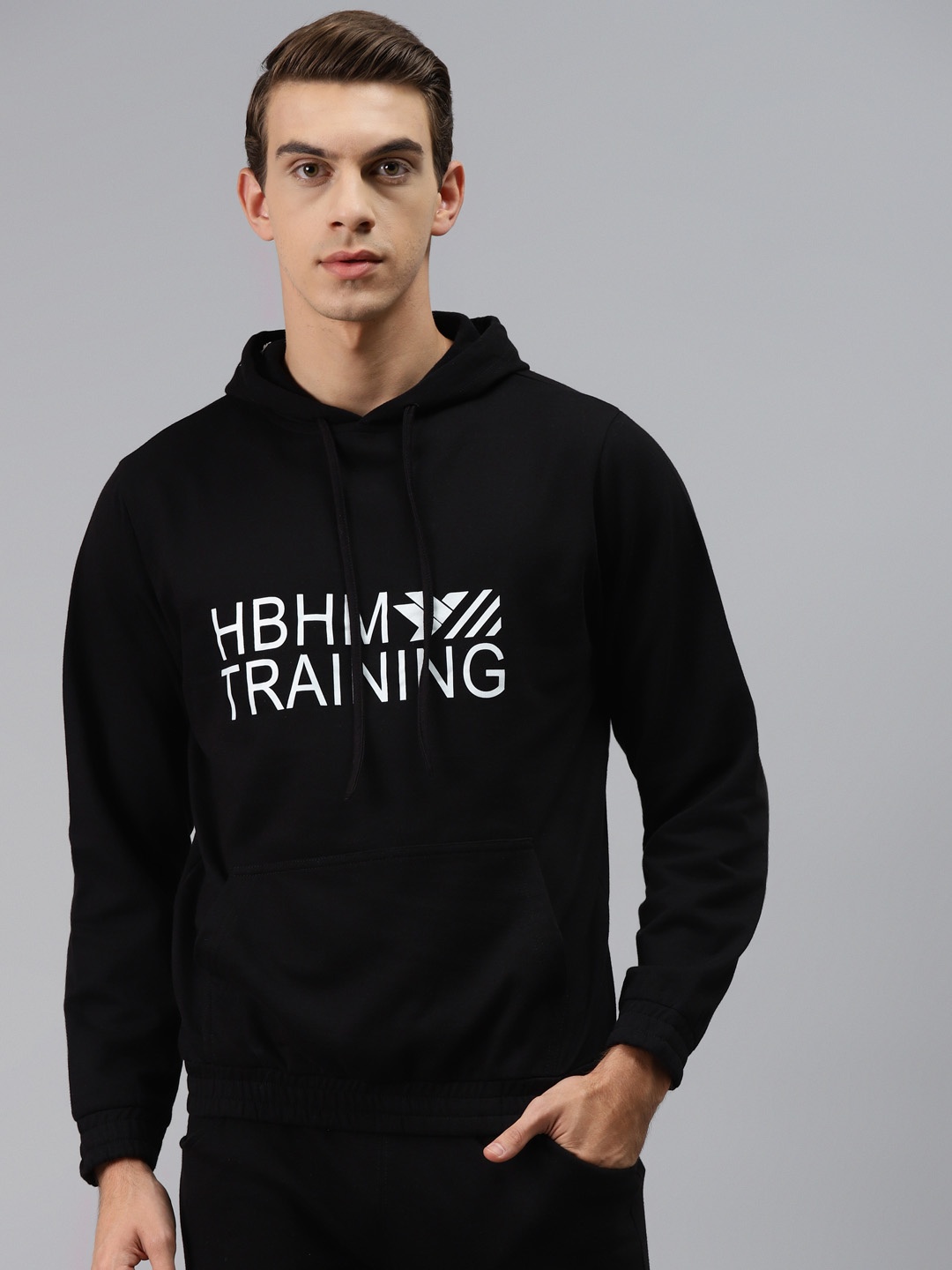 

Hubberholme Men Black Printed Hooded Sweatshirt