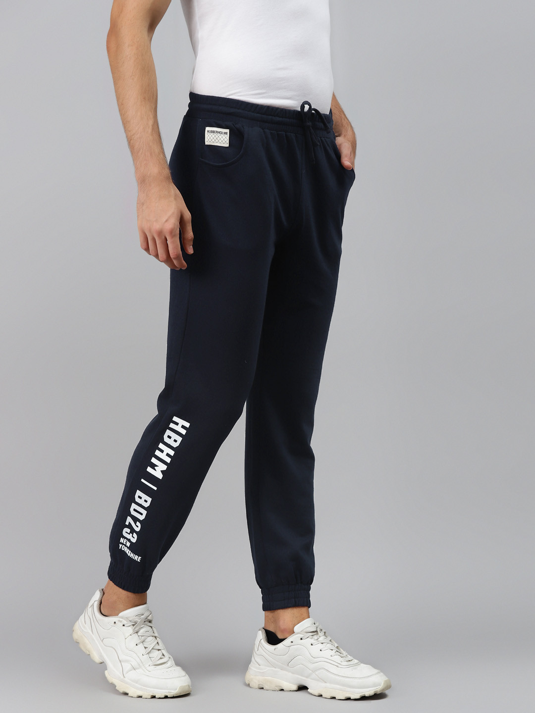 

Hubberholme Men Navy Blue Typography Printed Joggers