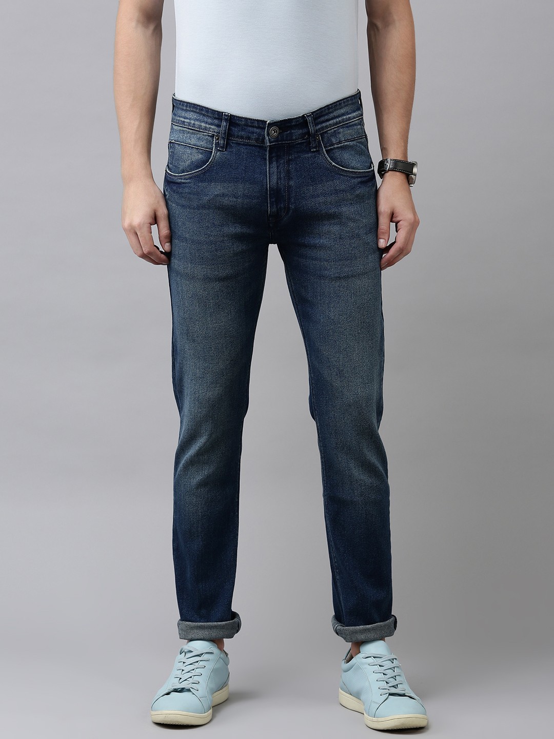 

BEAT LONDON by PEPE JEANS Men Blue Vapour Slim Fit Low-Rise Light Fade Stretchable Jeans