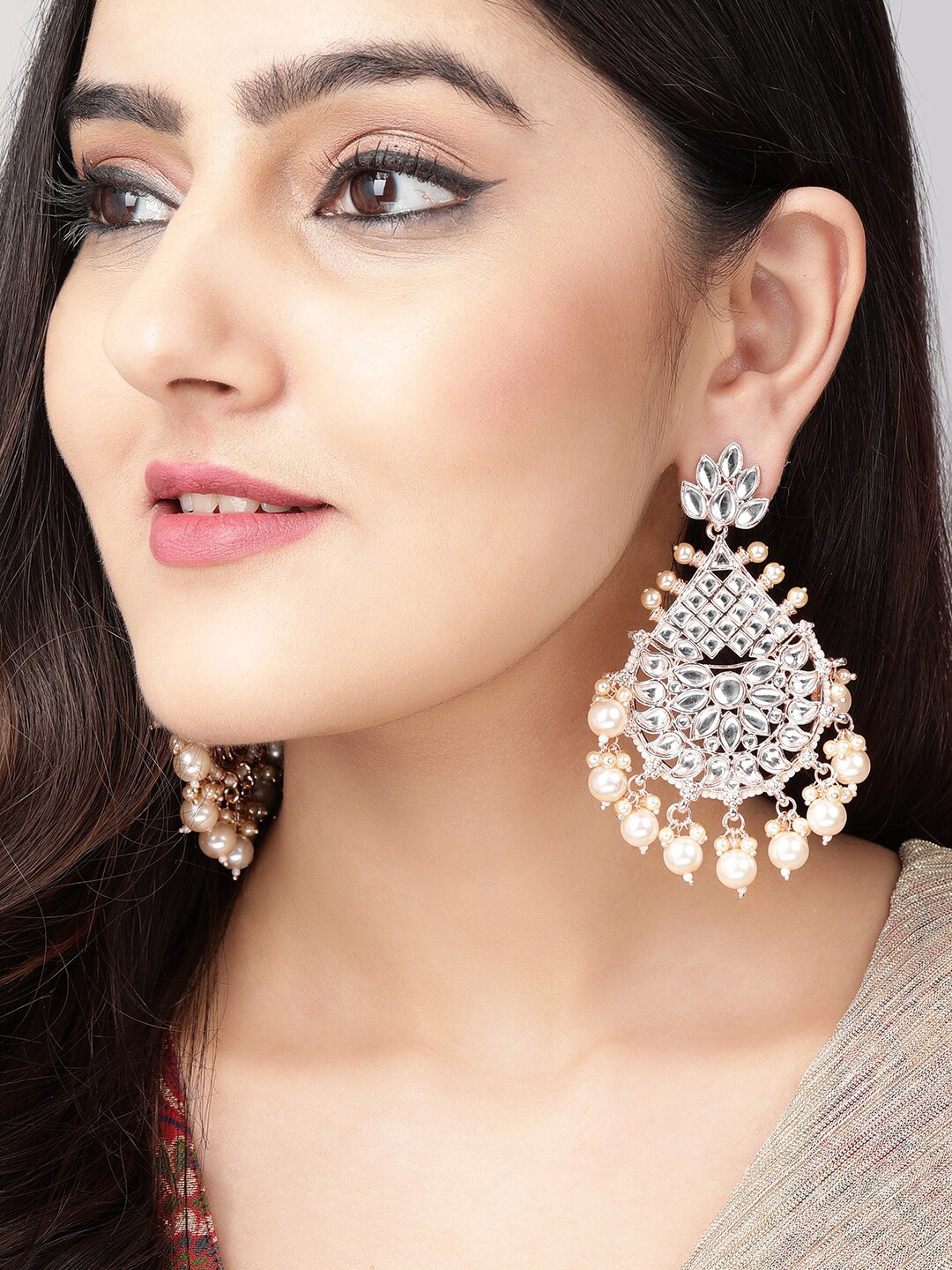 

Rubans Gold-Toned Crescent Shaped Drop Earrings