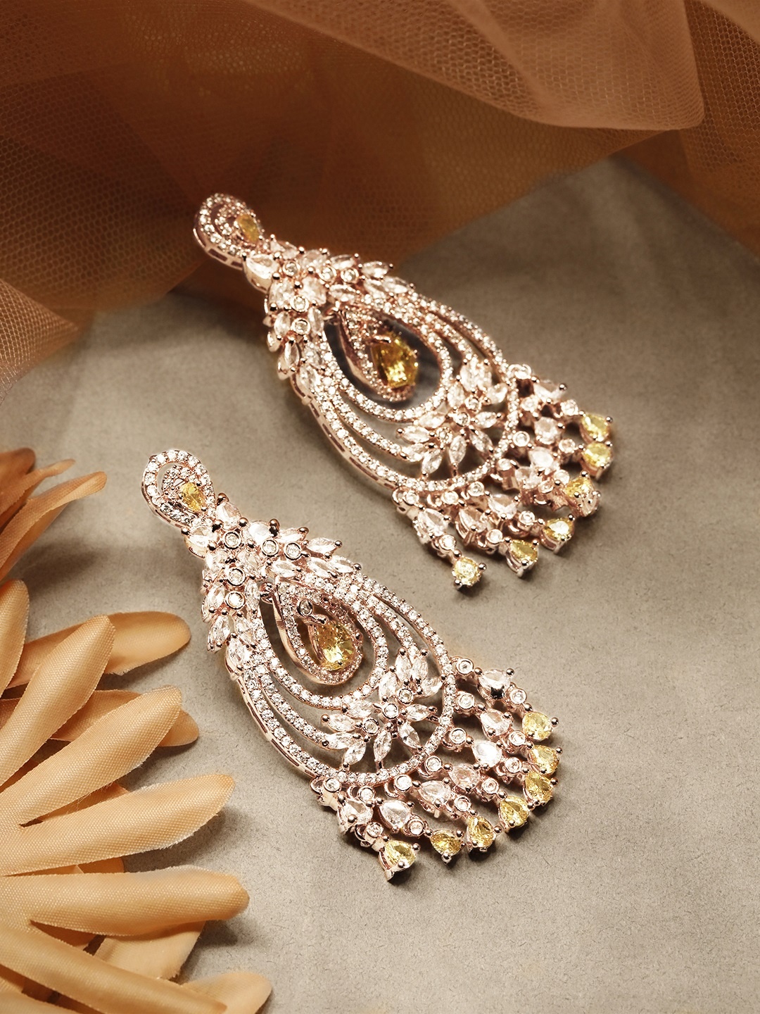 

Rubans Gold-Toned Crescent Shaped Drop Earrings