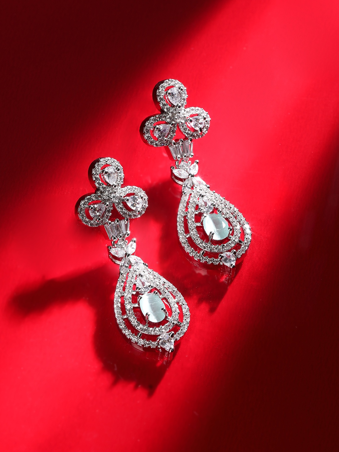 

Rubans Silver-Toned Crescent Shaped Drop Earrings