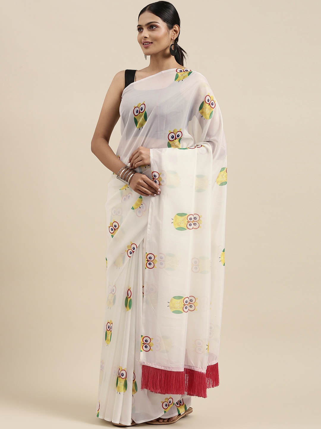 

VASTRANAND Cream-Coloured Ethnic Motifs Pure Silk Saree