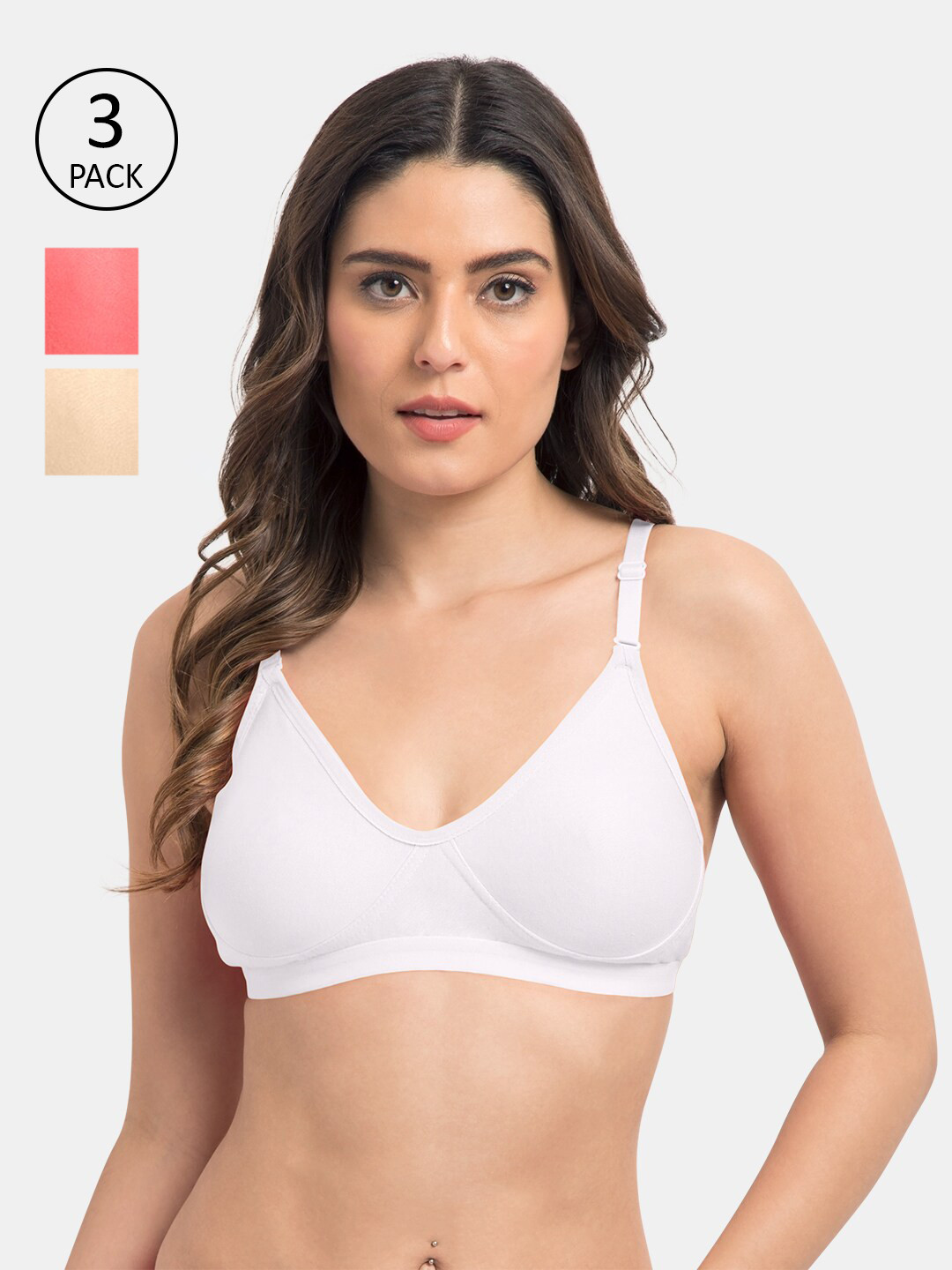 

Tweens Pack Of 3 Cotton T-shirt Bra TW-9265-3PC-WH-SK-CRL, White