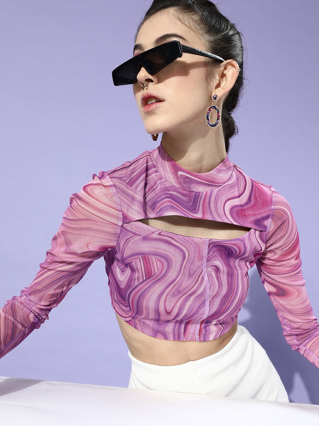 

KASSUALLY Women Charming Purple Tie and Dye Top