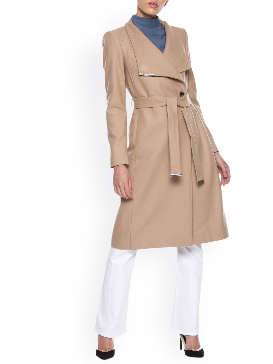 

Ted Baker Women Tan Longline Wrap Overcoat