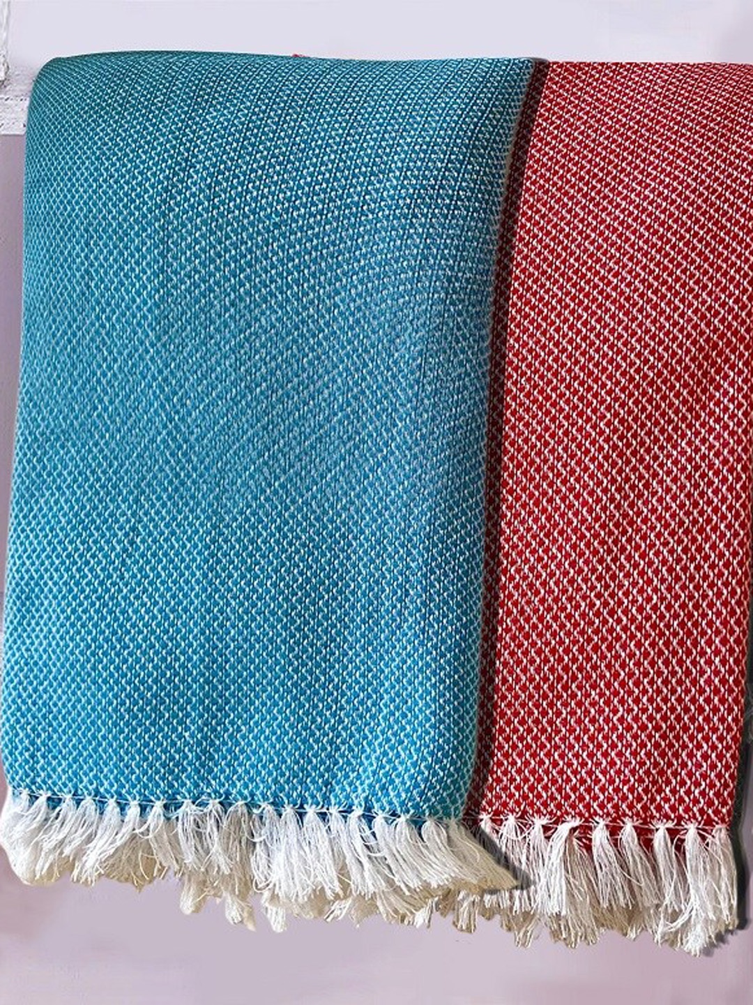 

Lushomes Set of 2 Checked Cotton 225GSM Bath Towels, Blue