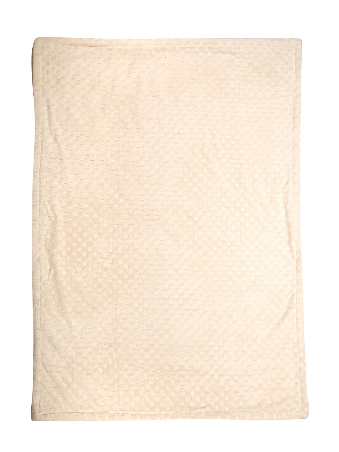 

Baby Moo Cream-Coloured Checked Mild Winter 210 GSM Single Bed Blanket