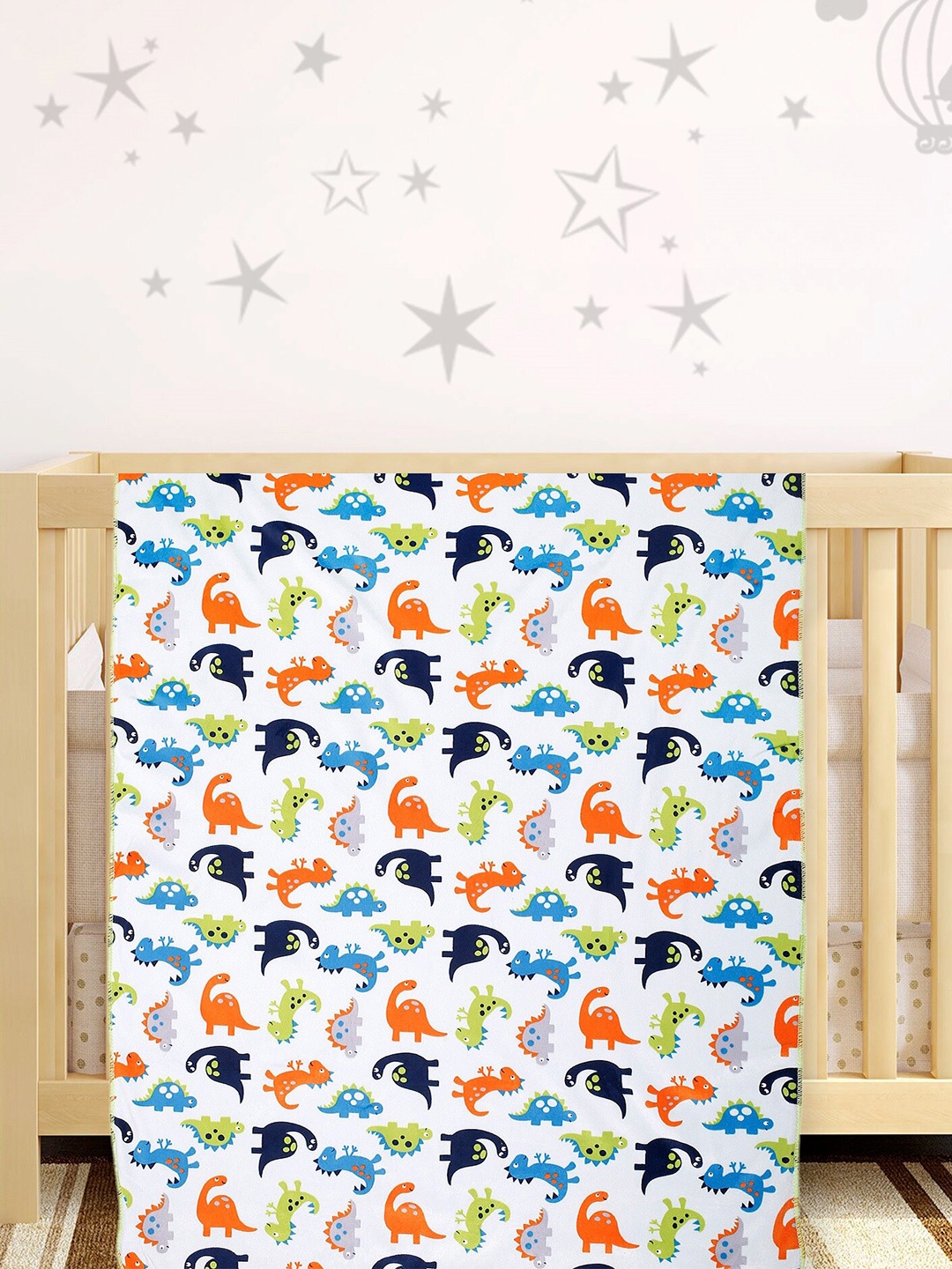 

Baby Moo White & Green Conversational Mild Winter 210 GSM Single Bed Blanket