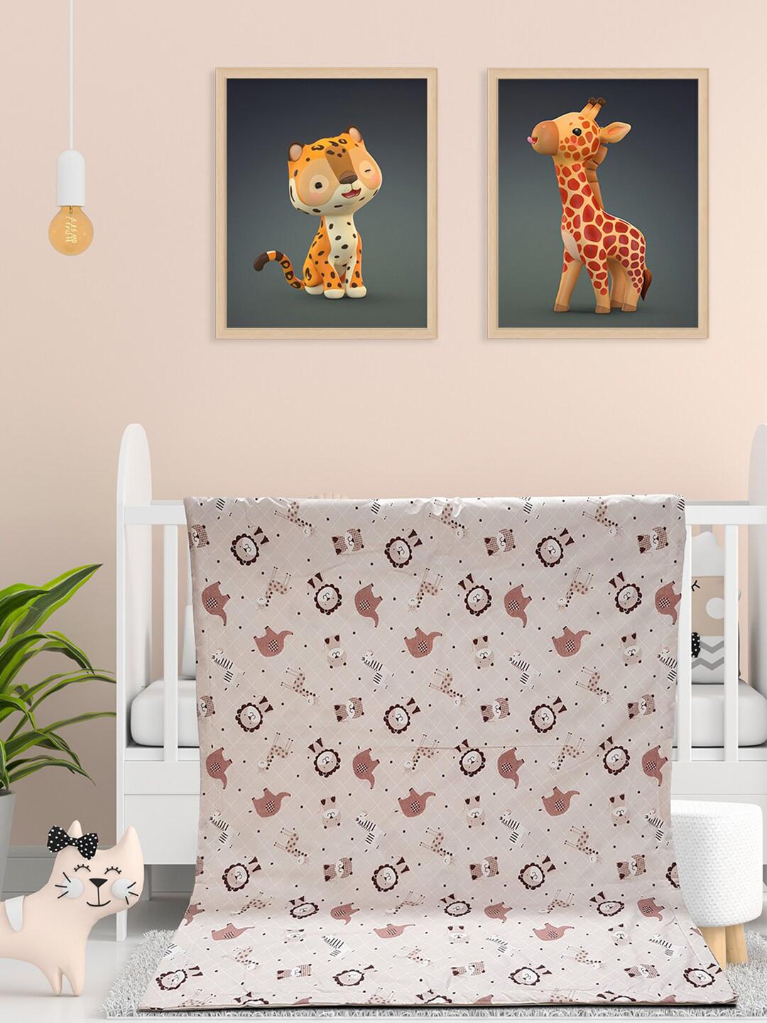 

Florida Peach Cartoon Characters Printed AC Room Single Bed Dohar