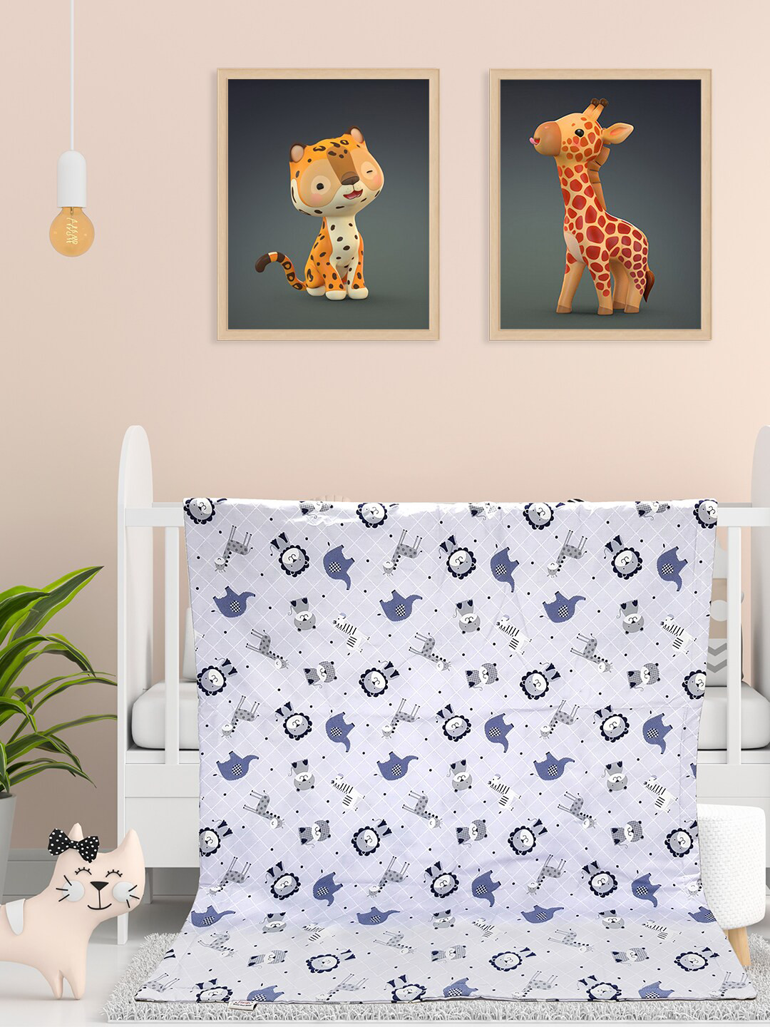 

Florida Kids Blue & White Printed Pure Cotton 90 GSM AC Room Single Bed Topsheet Dohar