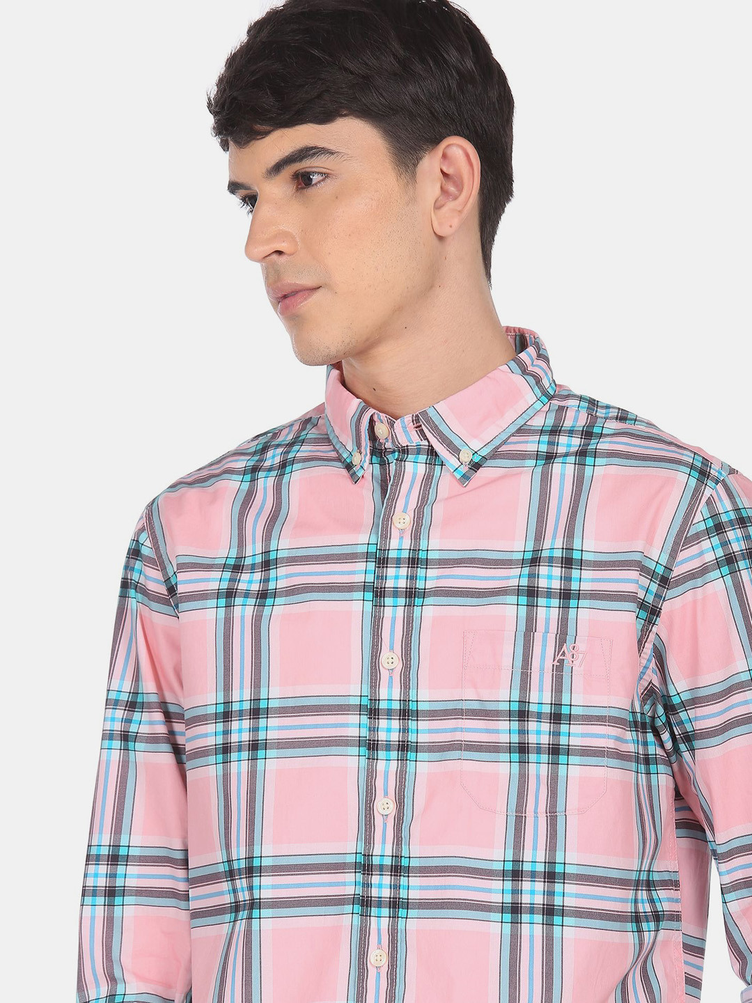 

Aeropostale Men Pink & Green Tartan Checks Opaque Cotton Casual Shirt