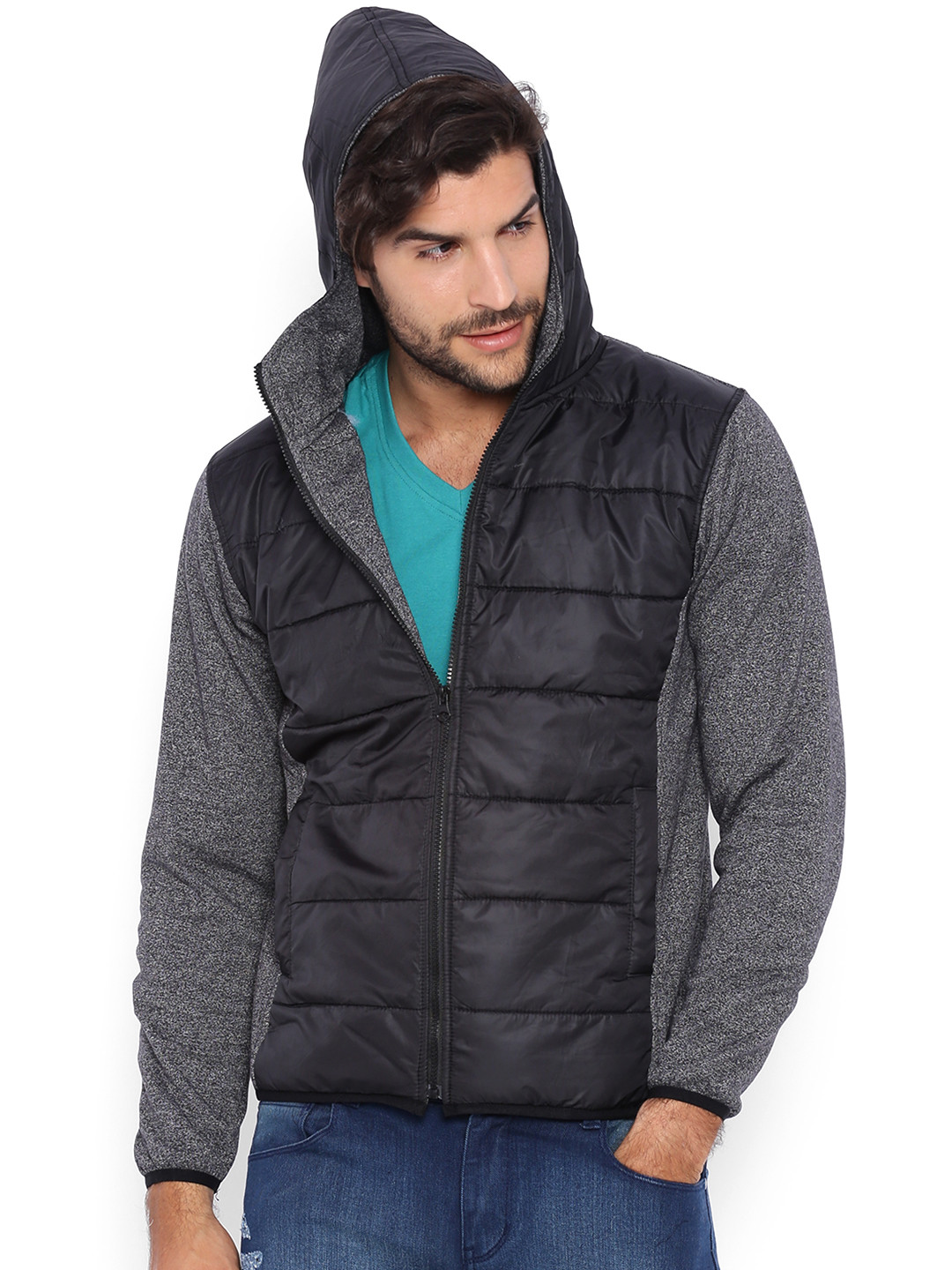 

Campus Sutra Charcoal Grey & Black Jacket
