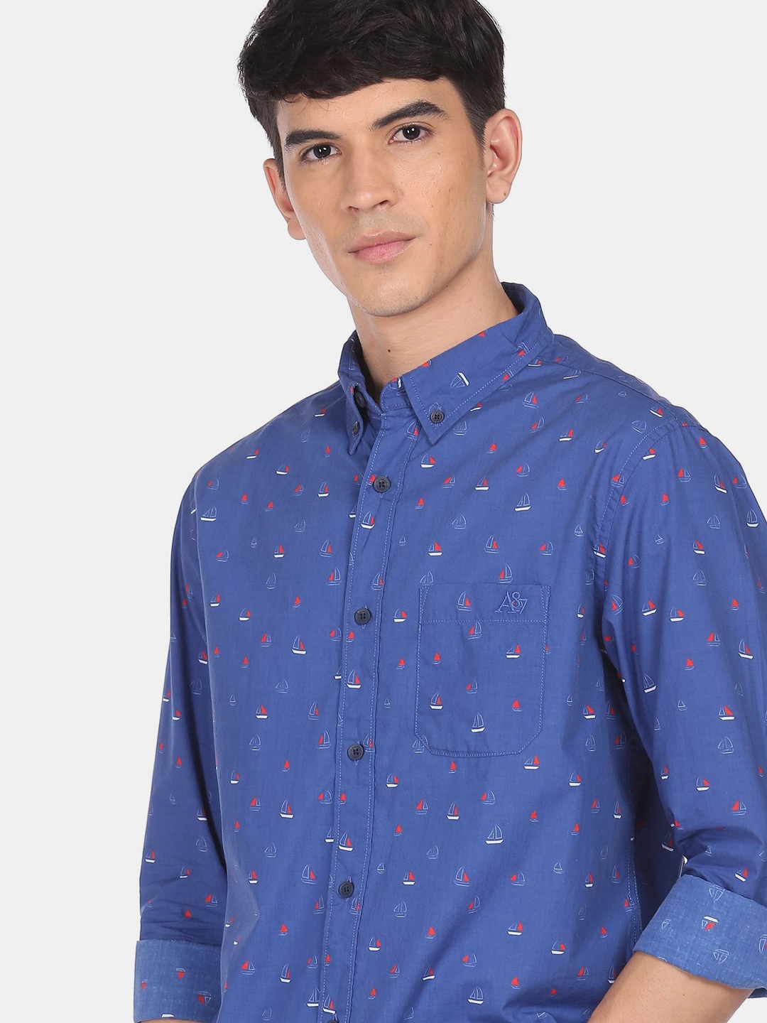 

Aeropostale Men Blue Opaque Printed Casual Shirt
