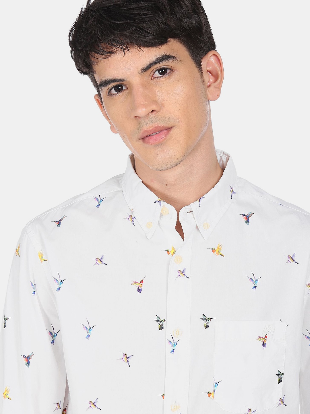 

Aeropostale Men White Opaque Printed Casual Shirt