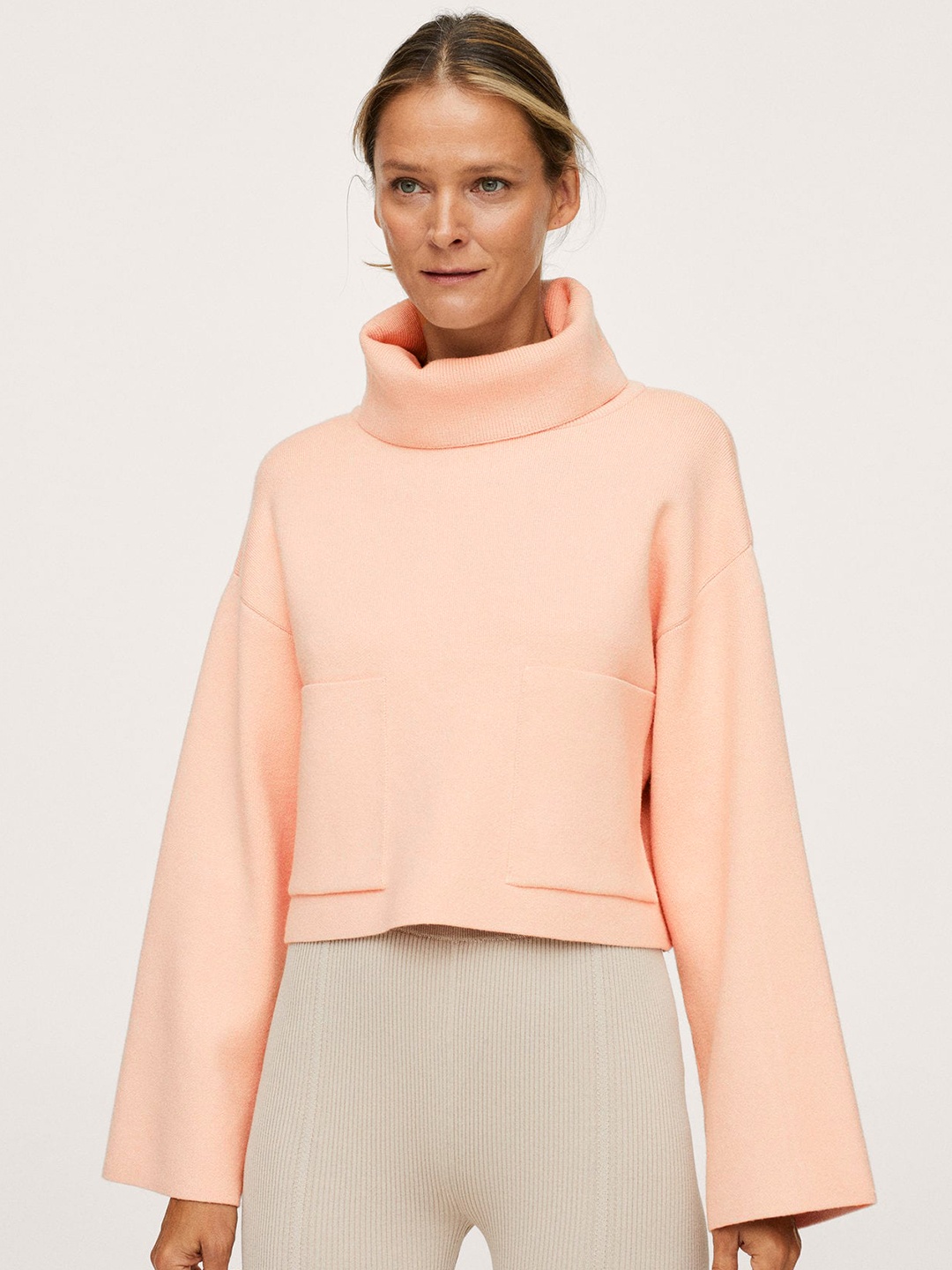 

MANGO Women Pink Turtle Neck Pullover
