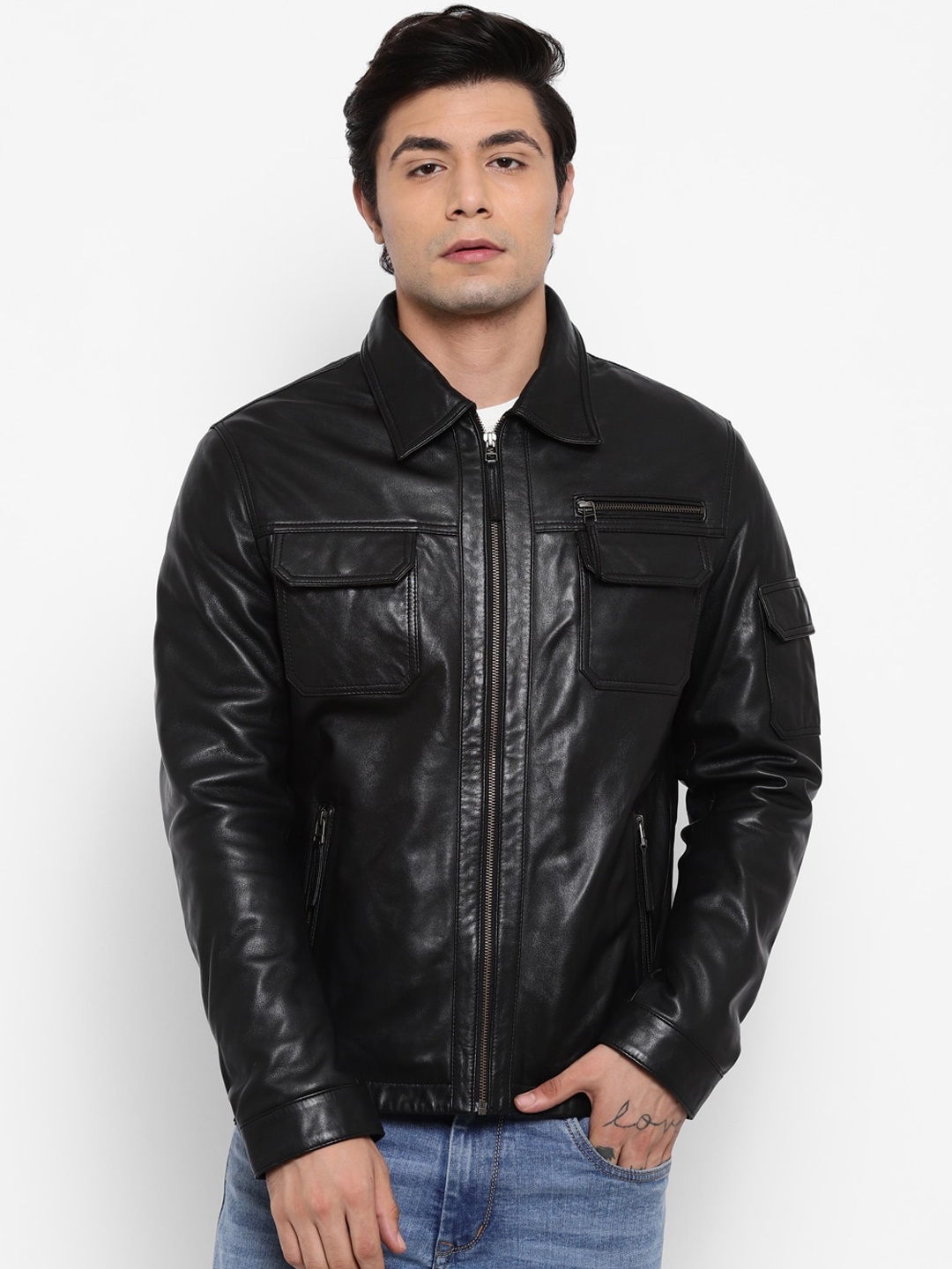 

WELBAWT Men Black Leather Lightweight e-Dry Technology Biker Jacket