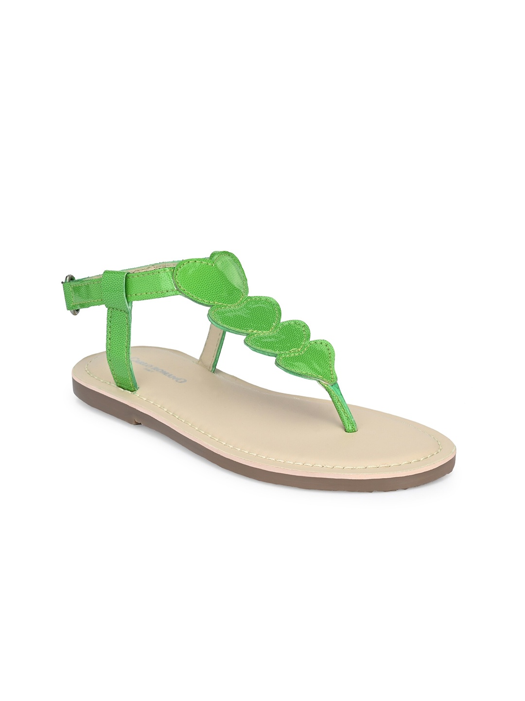 

CARLO ROMANO Women Green Genuine Leather T-Strap Flats