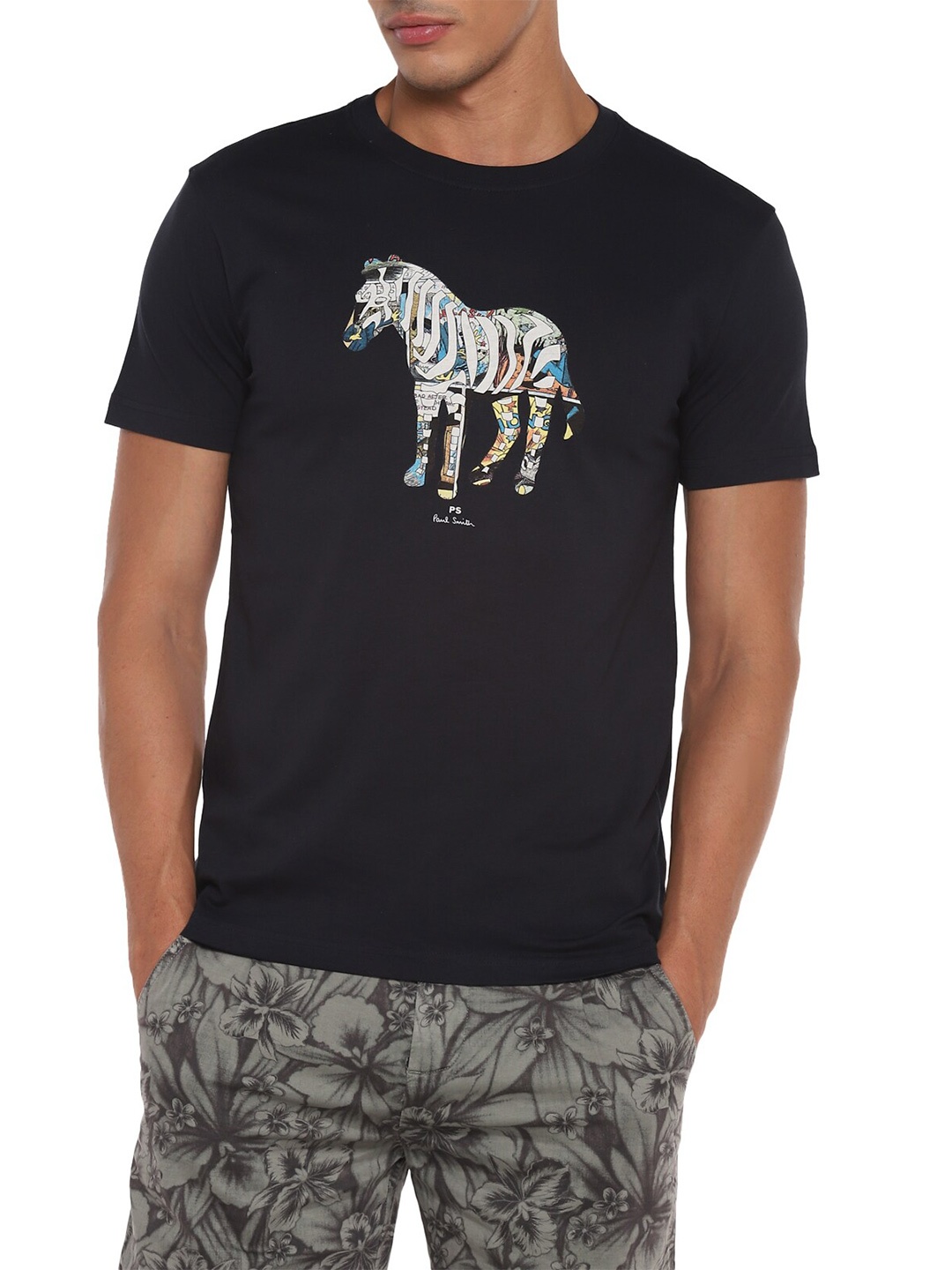 

PS By Paul Smith Men Navy Blue Printed Slim Fit T-shirt