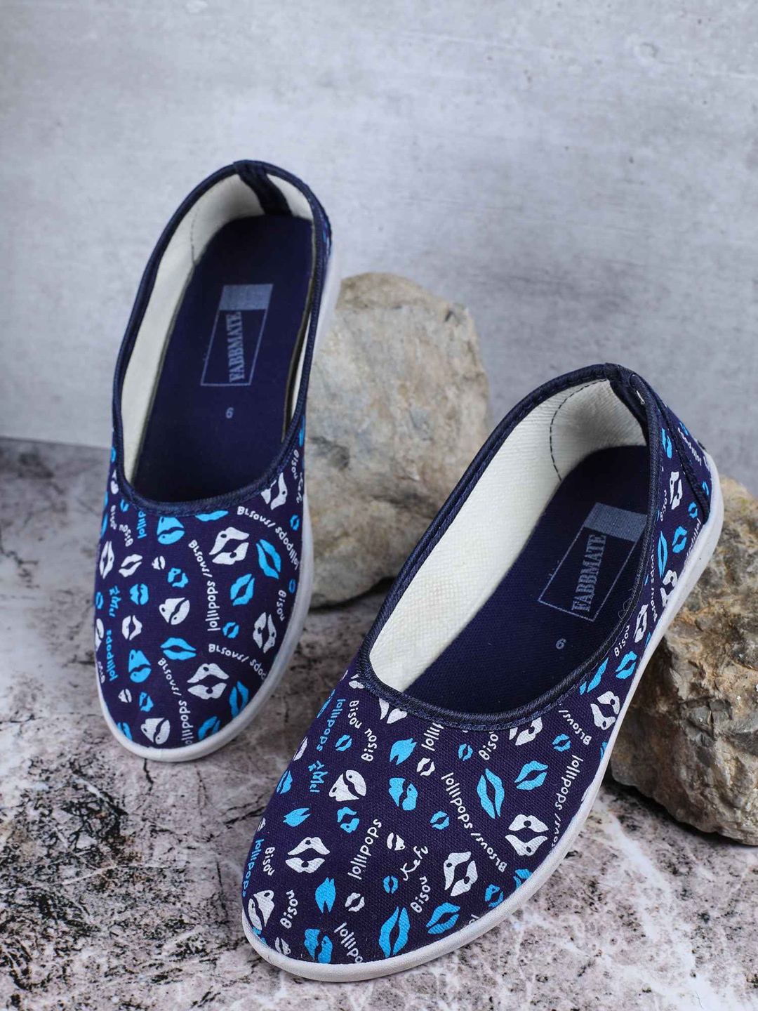 

FABBMATE Women Blue & White Printed Ballerinas