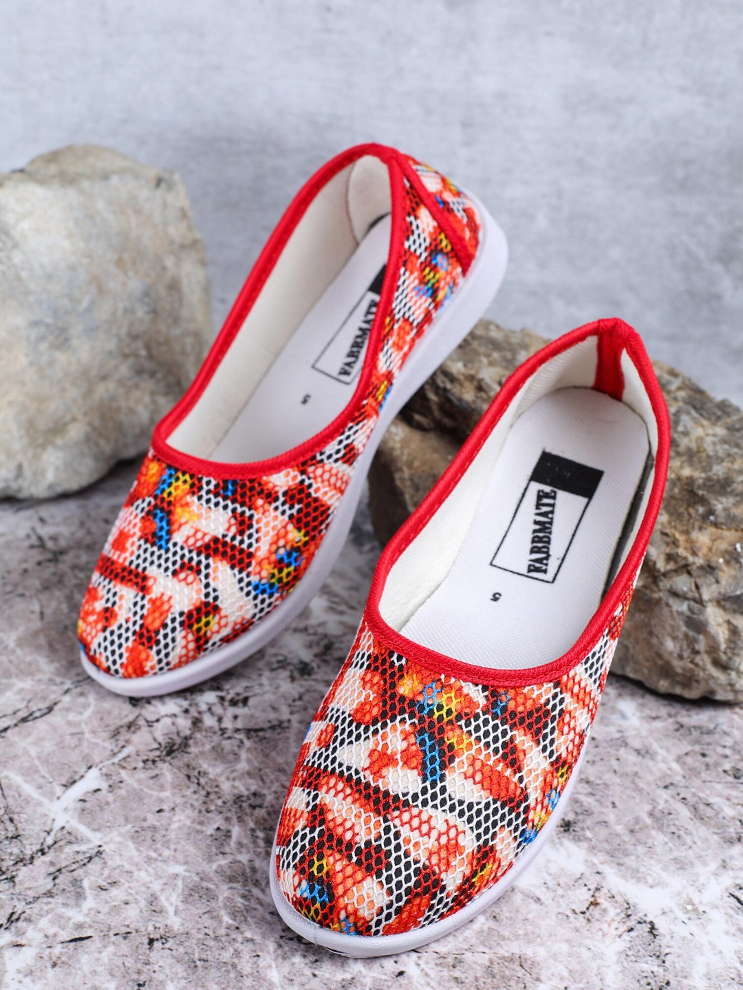 

FABBMATE Women Red Printed Ballerinas