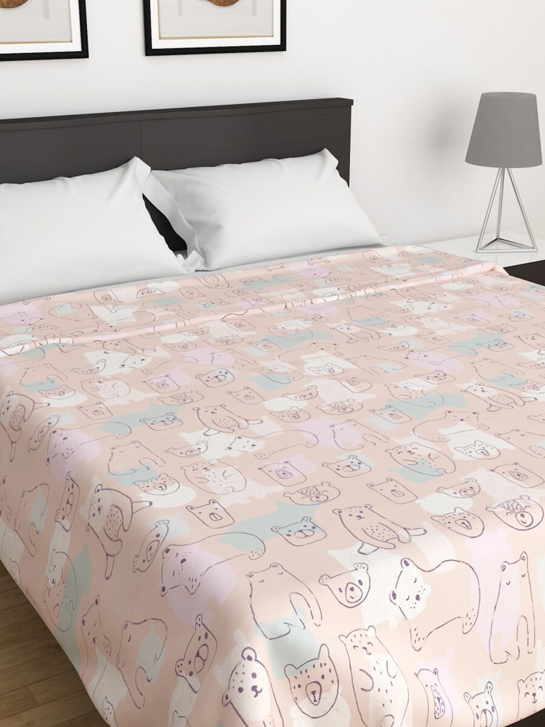 

Home Centre Beige & Black Cartoon Characters Summer 210 GSM Double Bed Blanket