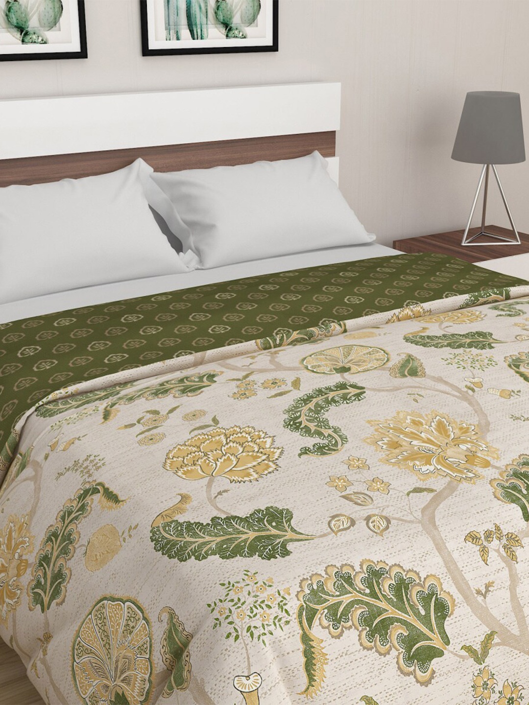 

Home Centre Off White & Green Floral Summer 150 GSM Double Bed Comforter