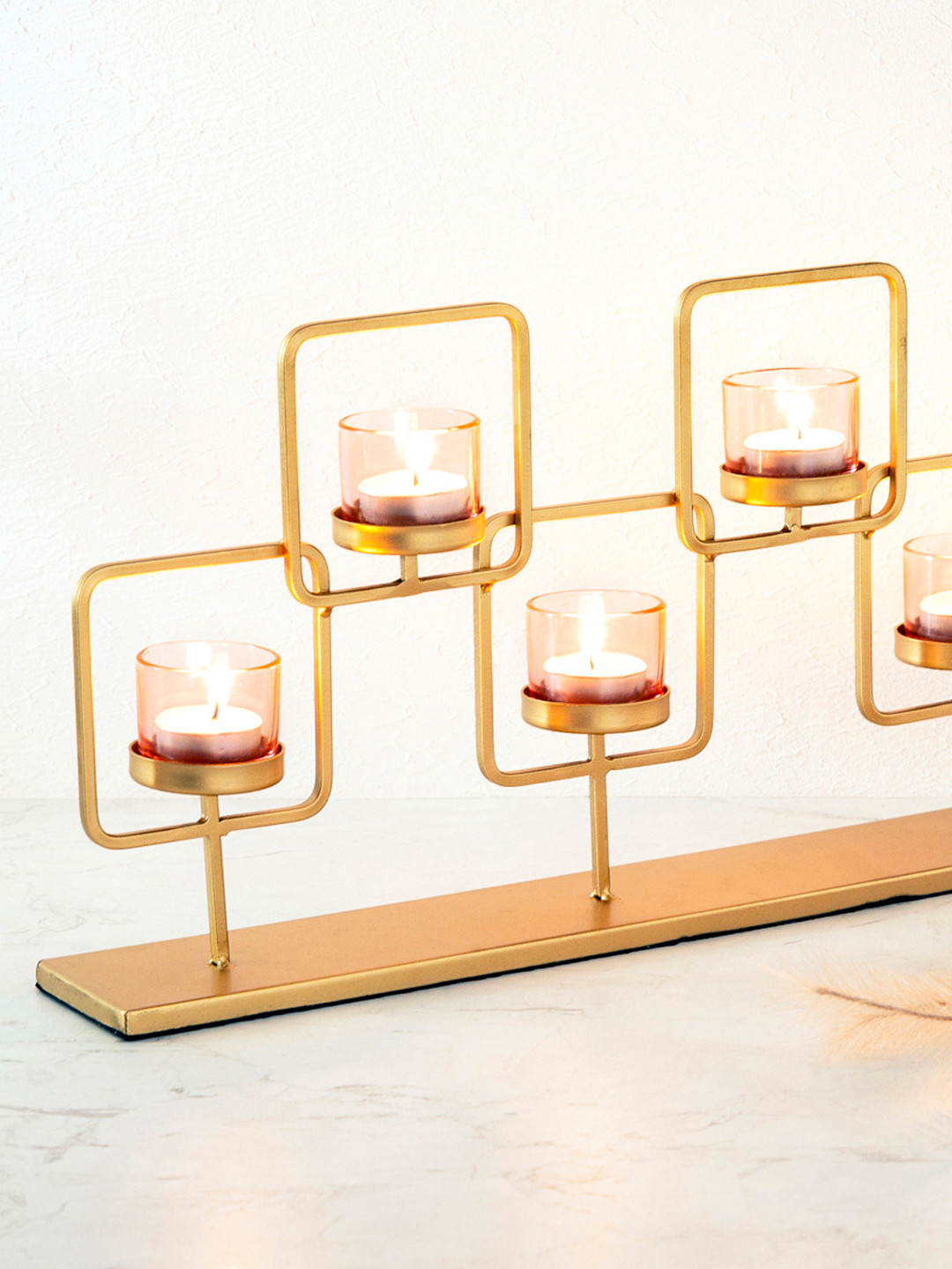 

Home Centre Gold-Toned & Pink Moksha Votive Holder On Stand