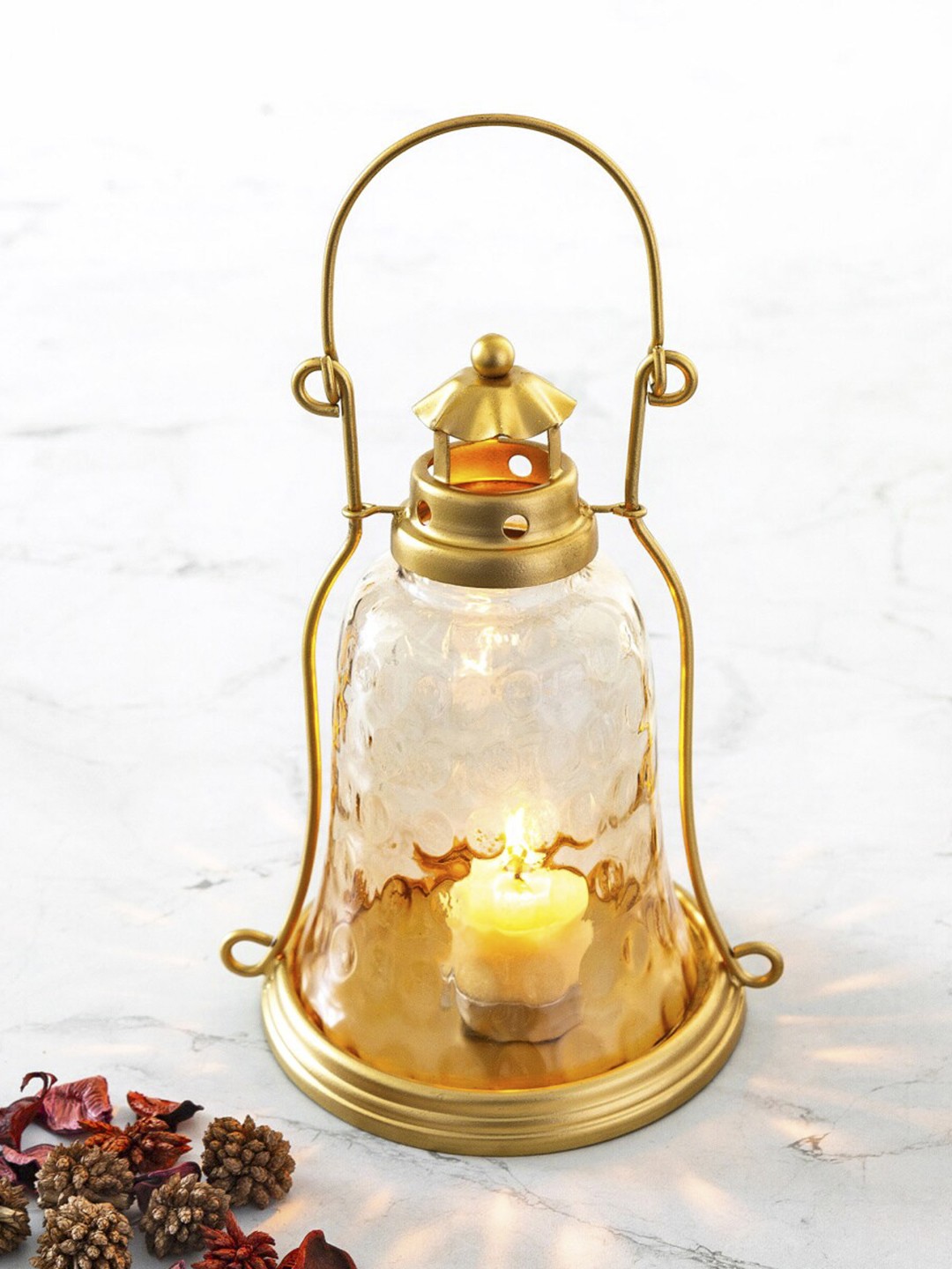 

Home Centre Gold Temple Lantern Glass