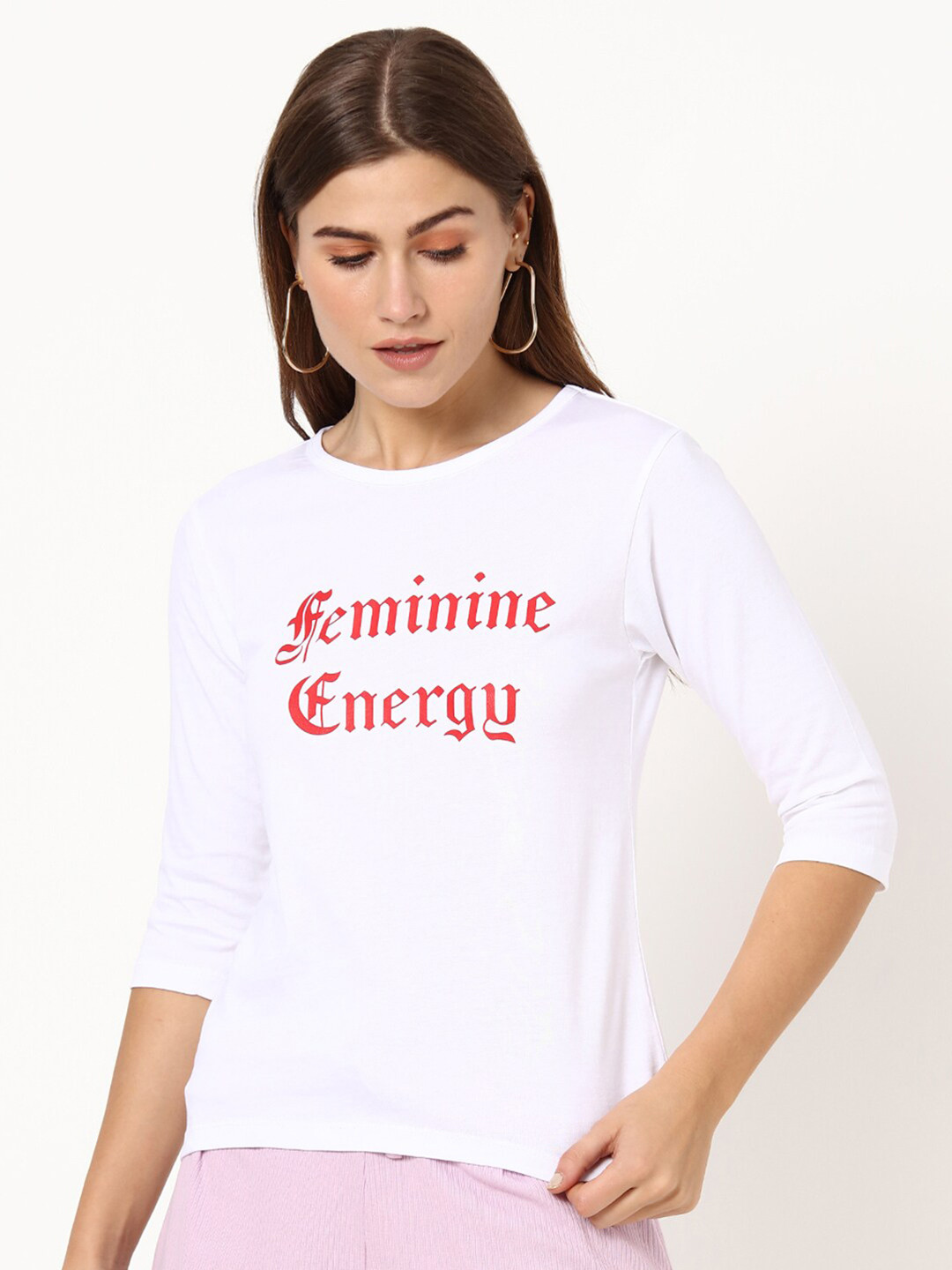 

Bewakoof Women White Typography Printed T-shirt