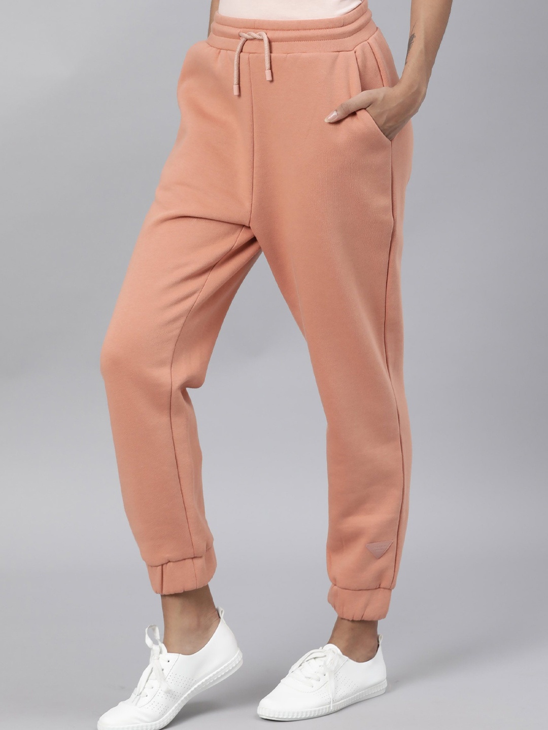 

RAREISM Women Peach-Coloured Solid Joggers