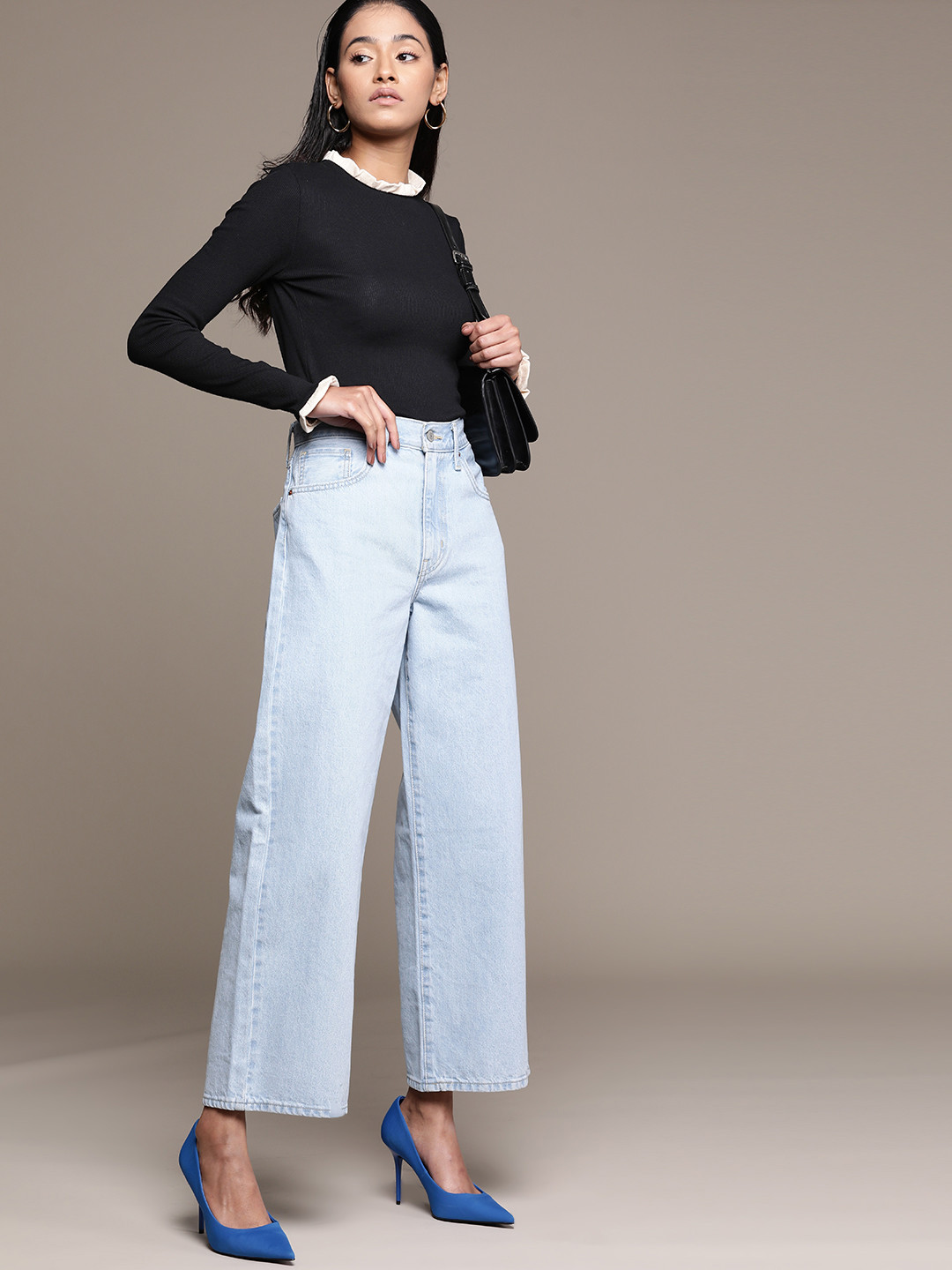 

MANGO Solid Knitted Top, Black