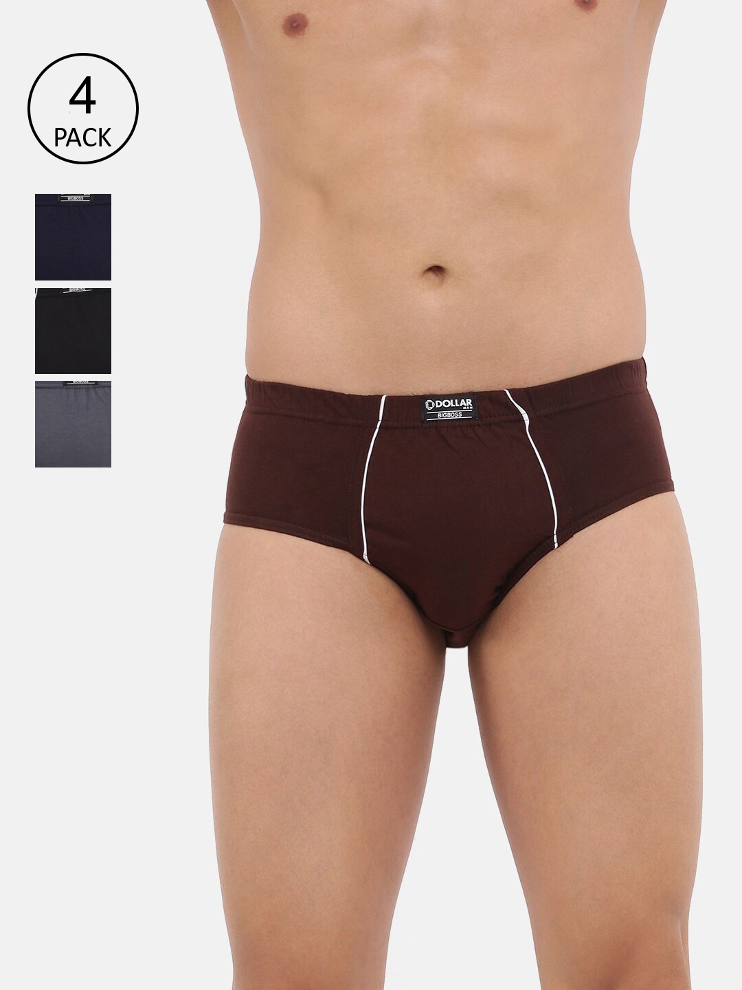 

Dollar Bigboss Men Pack of 4 Anti-Microbial Super Combed Cotton Brief MBBR-03-MIDASUE, Assorted