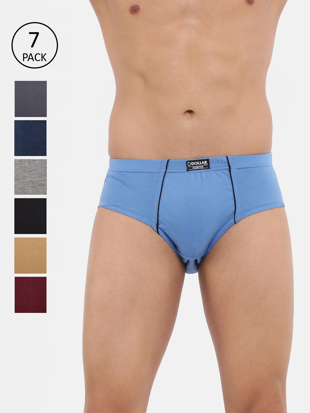 

Dollar Bigboss Men Solid Pack of 8 Anti-Microbial Super Combed Cotton Brief, Assorted