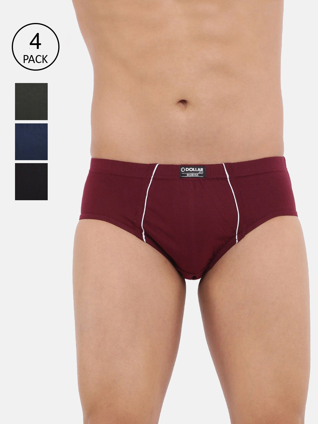 

Dollar Bigboss Men Assorted Pack of 4 Anti-Microbial Super Combed Cotton Brief